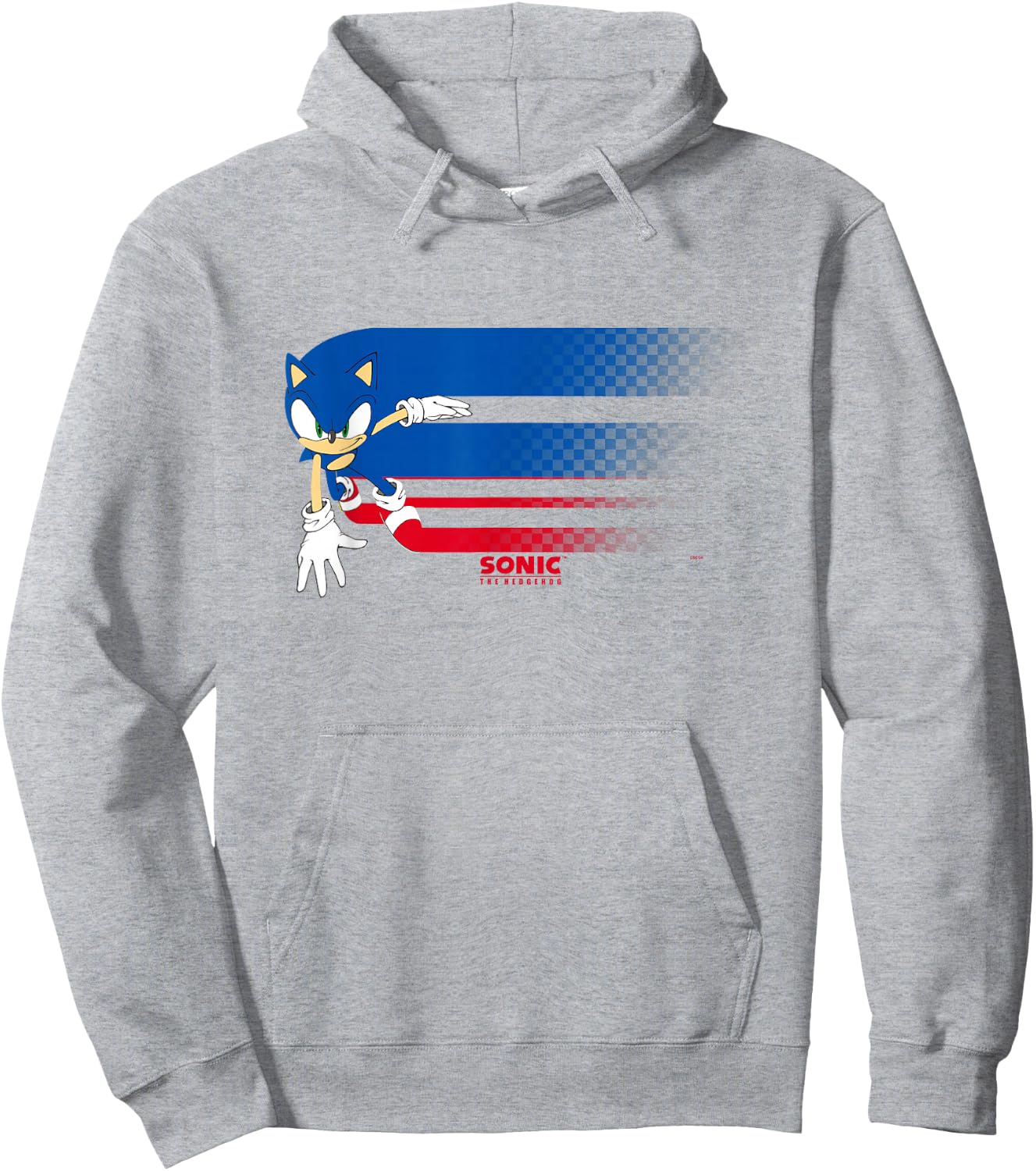 Sonic The Hedgehog Americana Red White & Blue Blurred Trail Hoodie - Hoodie | Ash