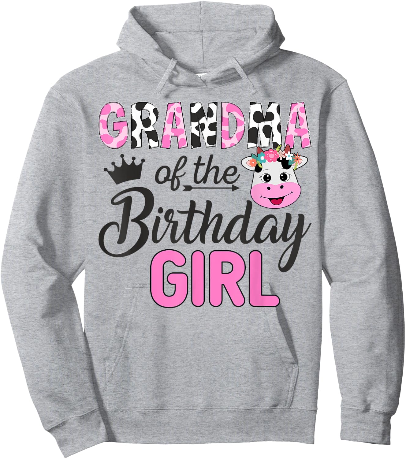 Grandma of The Birthday Girl Farm Cow 1 St Birthday Girl Hoodie - Hoodie | Ash