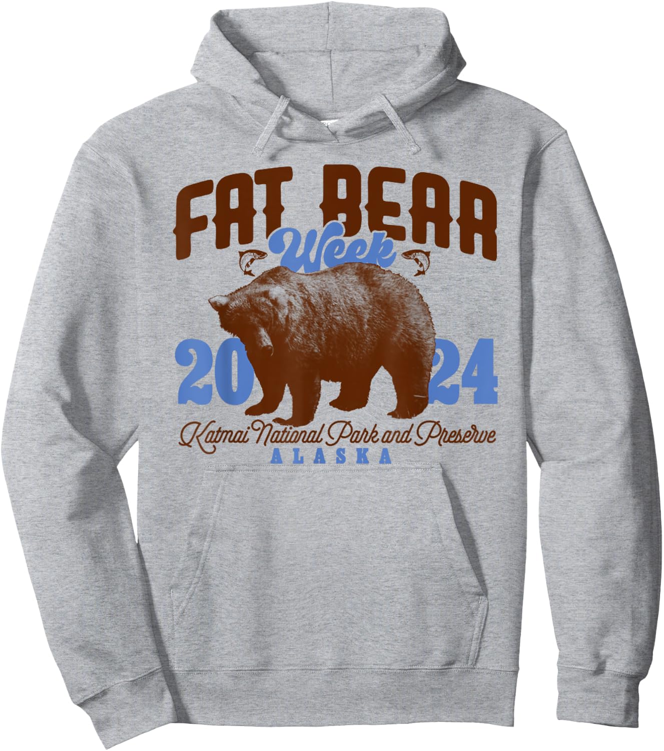 Vintage Fat Bear Week 2024 Funny Bear Meme Animal Hoodie - Hoodie | Ash