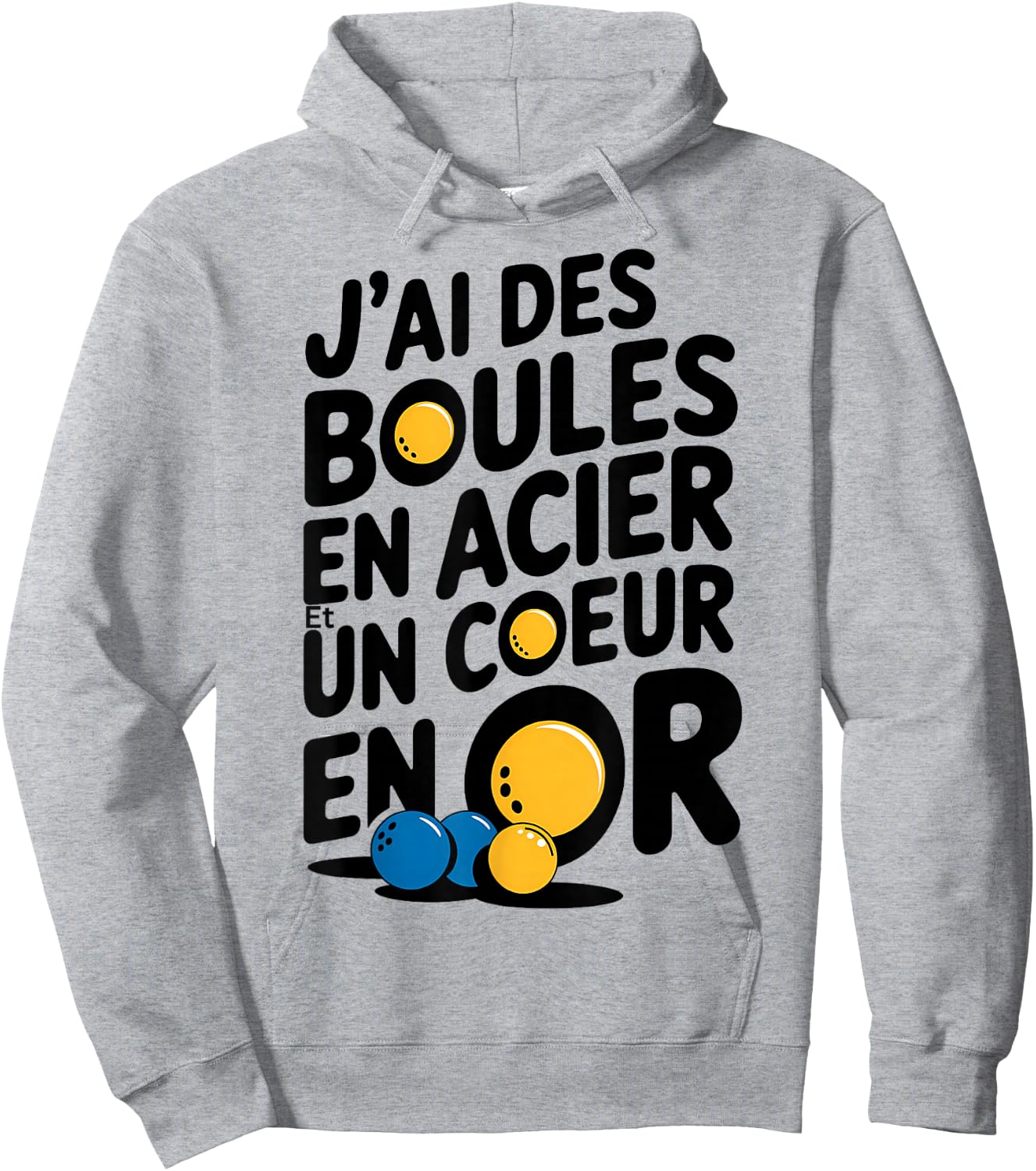 "Je ai des Boules en Bois en Acier et un Coeur en Or Petanque Gift" , white, S Hoodie - Hoodie | Ash