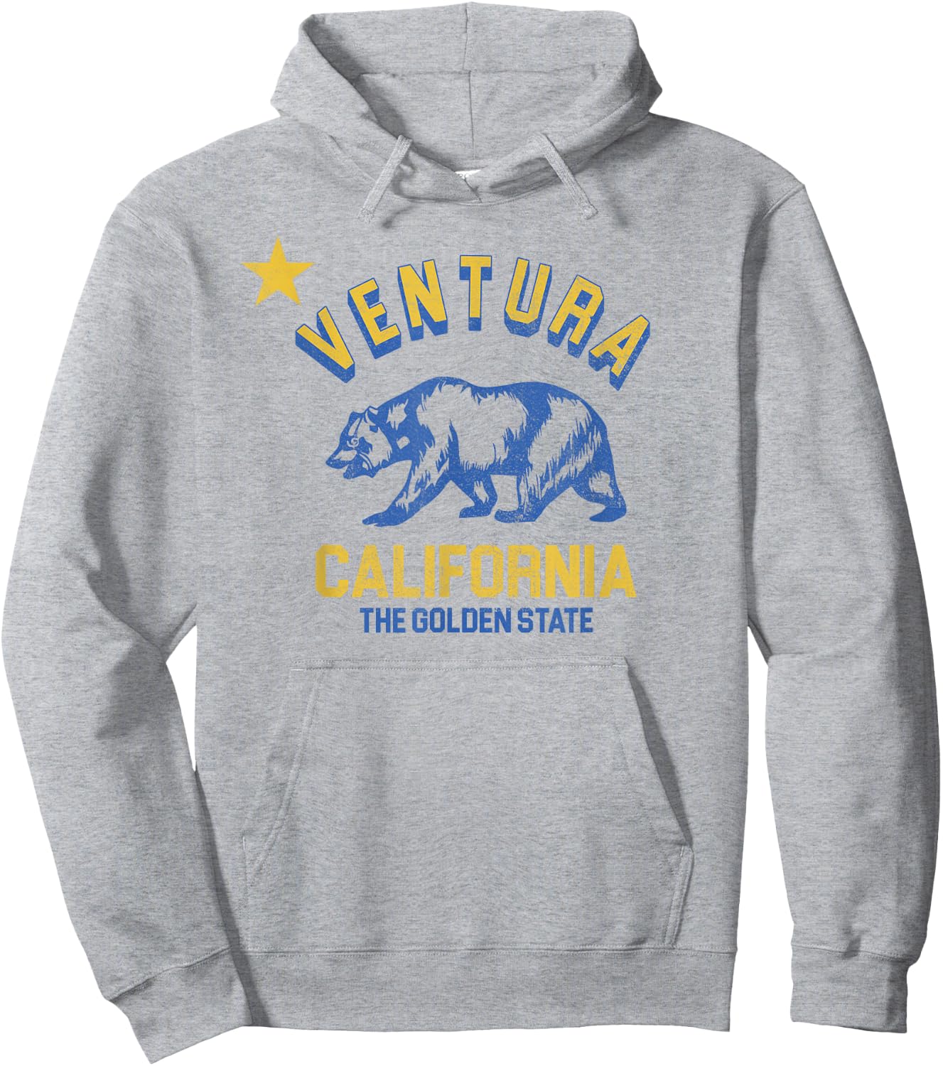 Ventura California Beach Flag Bear Surf CA Vintage Men Women Hoodie - Hoodie | Ash