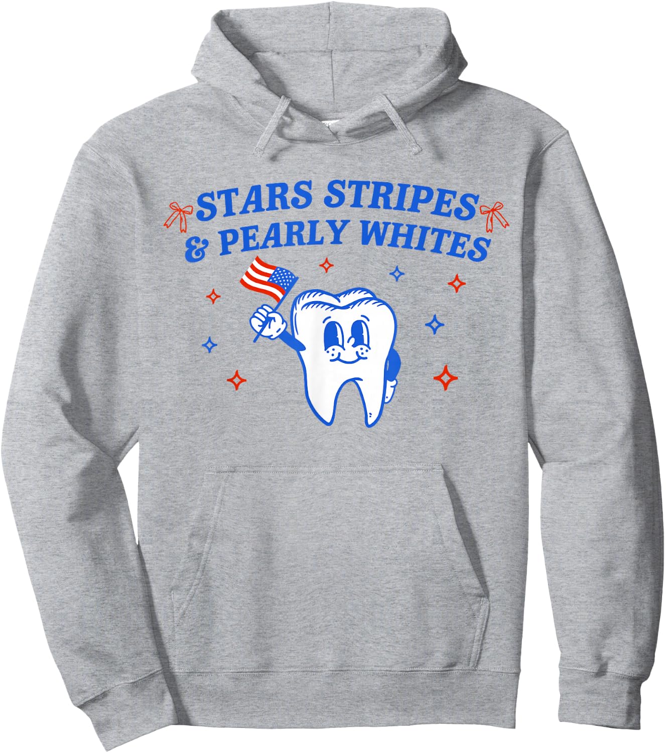 Stars Stripes & Pearly Whites American Dentist 4th Of July Hoodie - Hoodie | Ash