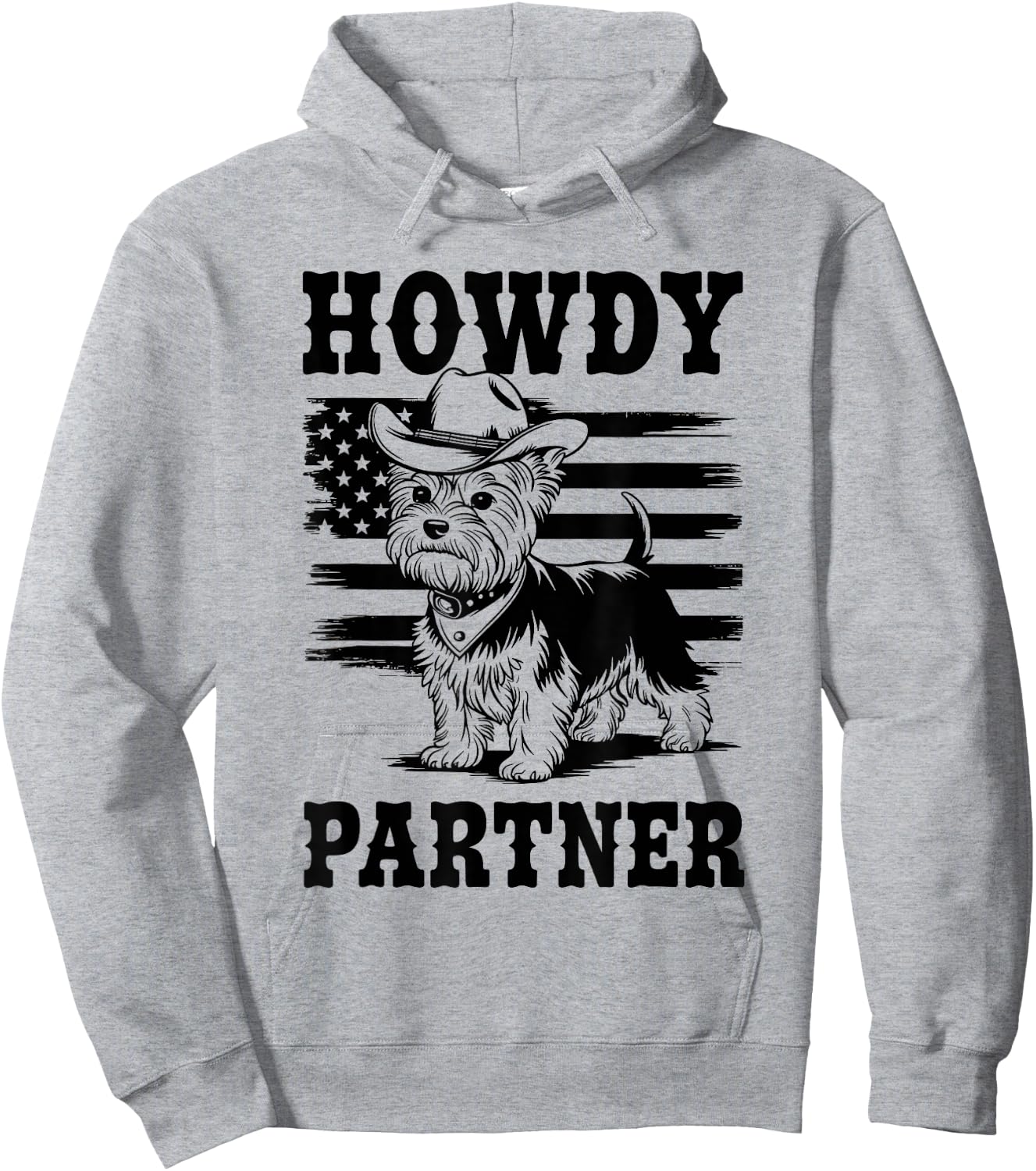 Cowboy Yorkshire Terrier Dog Howdy Partner Western Yorkie Hoodie - Hoodie | Ash
