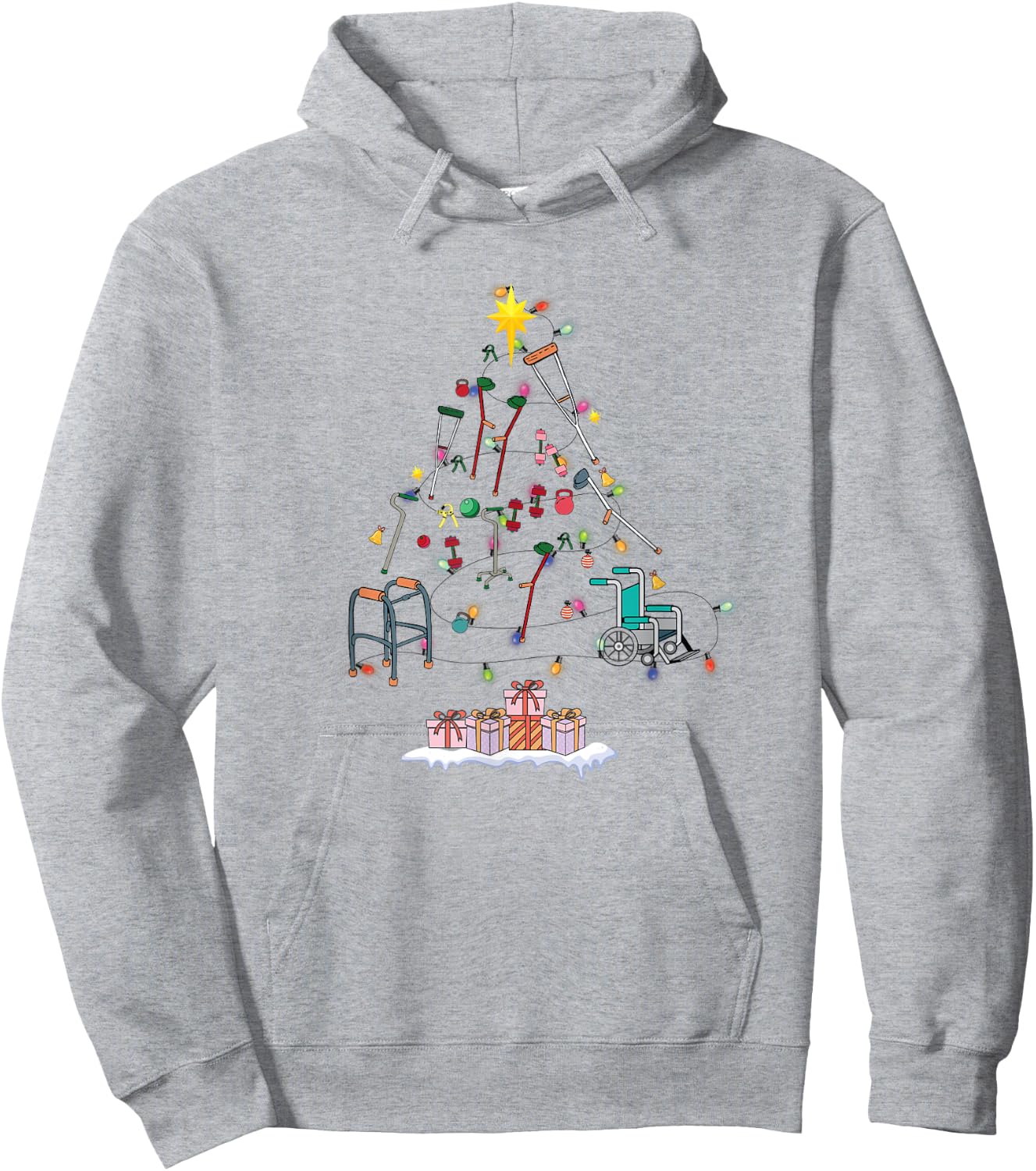 Funny Physical Therapy Christmas Tree For PT Therapist Hoodie - Hoodie | Ash