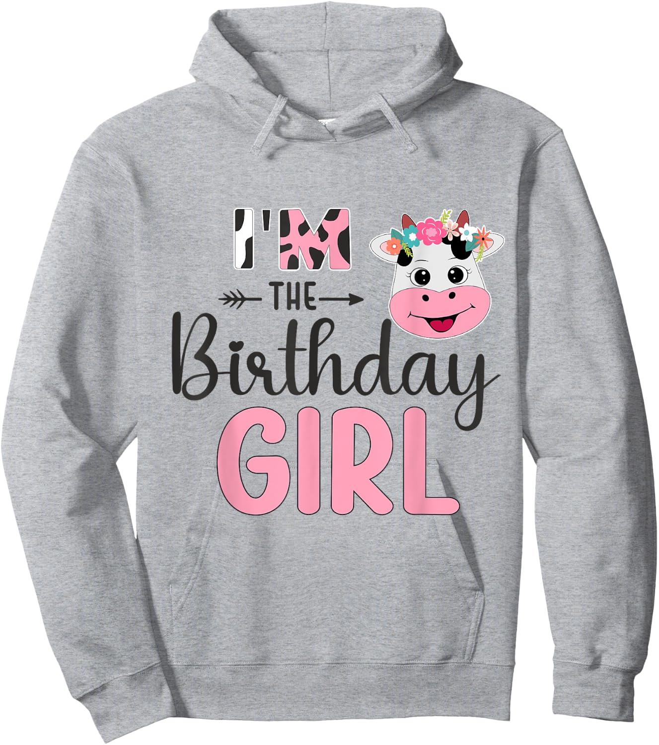 I'm the Birthday Girl Farm Cow 1 St Birthday Girl Hoodie - Hoodie | Ash