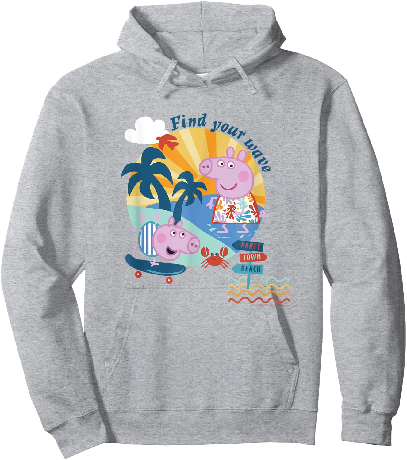 Peppa Pig Find Your Wave Summer Time Fun At The Beach Hoodie - Hoodie | Ash
