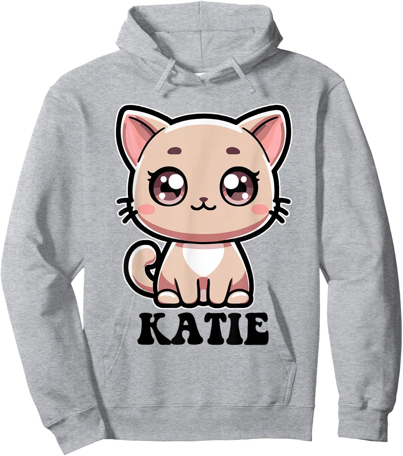 Katie Cute Kitty Cat Design for Girls Name Katie Hoodie - Hoodie | Ash