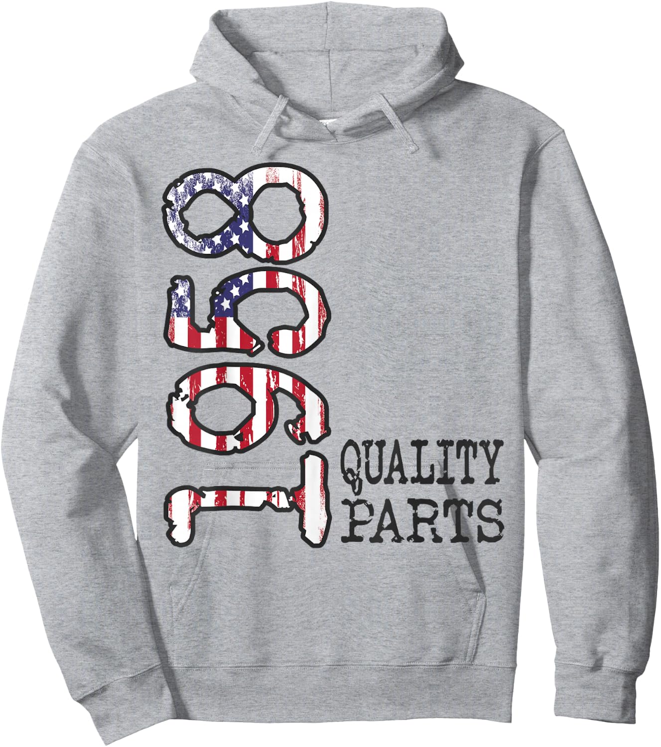 1958 Quality Parts, Bold Vintage Flag 1958 Birthday Gift Hoodie - Hoodie | Ash