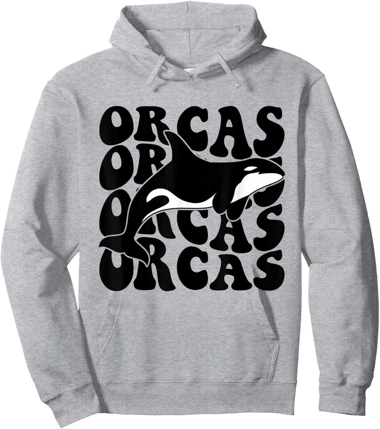 Orcas - Orca Whale Groovy Retro Hoodie - Hoodie | Ash