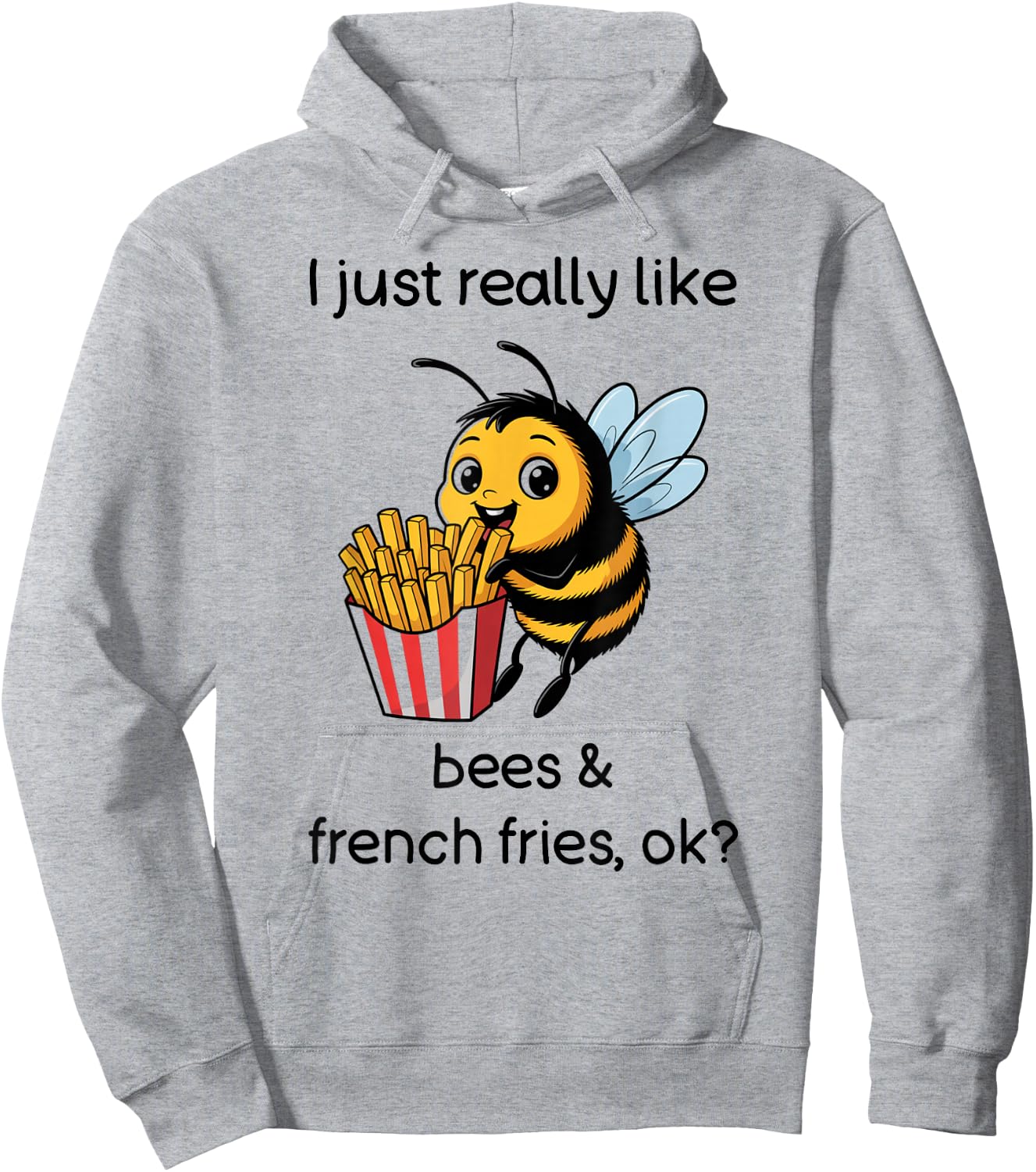 Funny French Fries Bee Shirt French Fries and Bees Hoodie - Hoodie | Ash