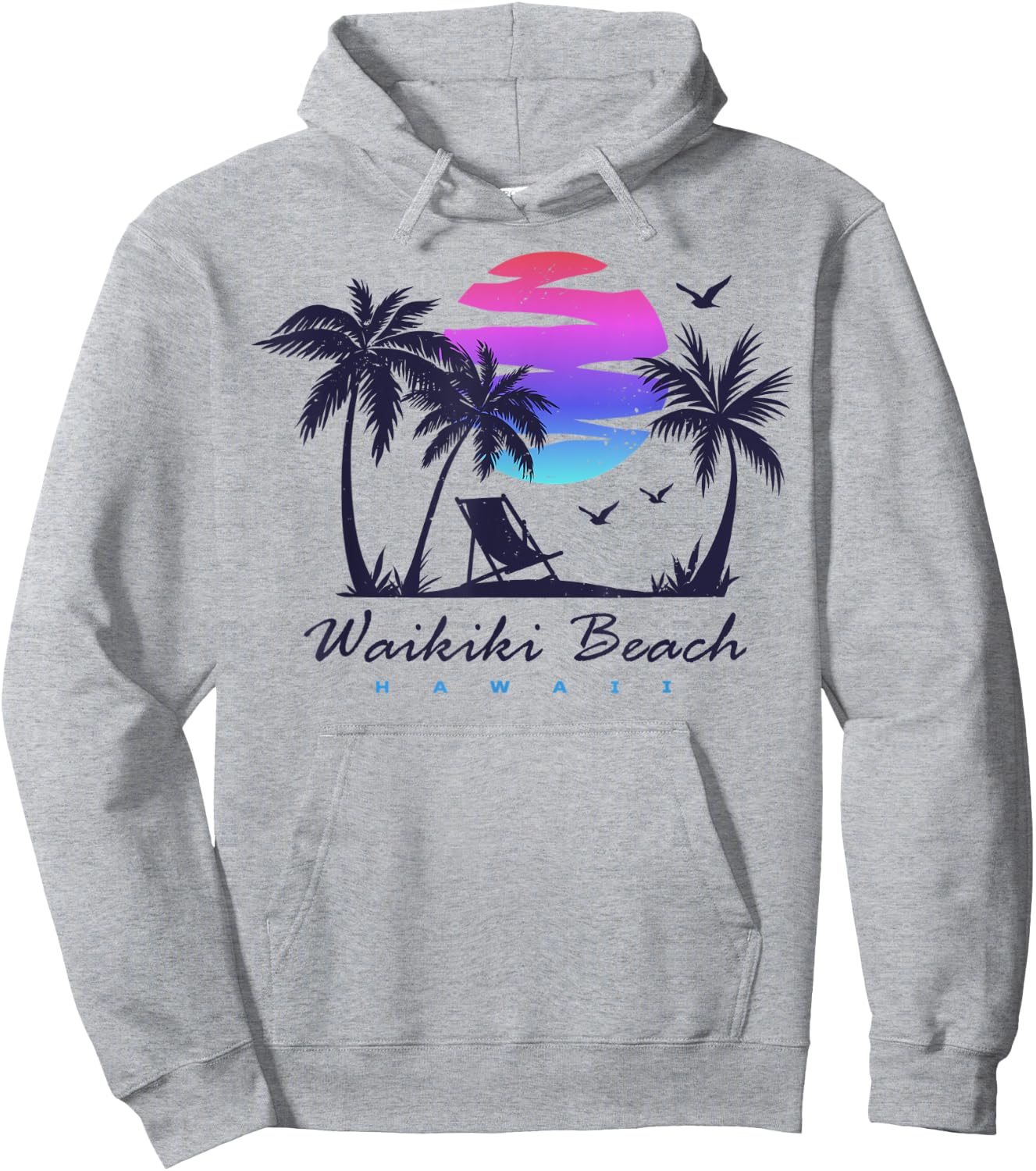 WAIKIKI BEACH HAWAII Family Vacation Retro Vintage Sunset Women Kids Hoodie - Hoodie | Ash