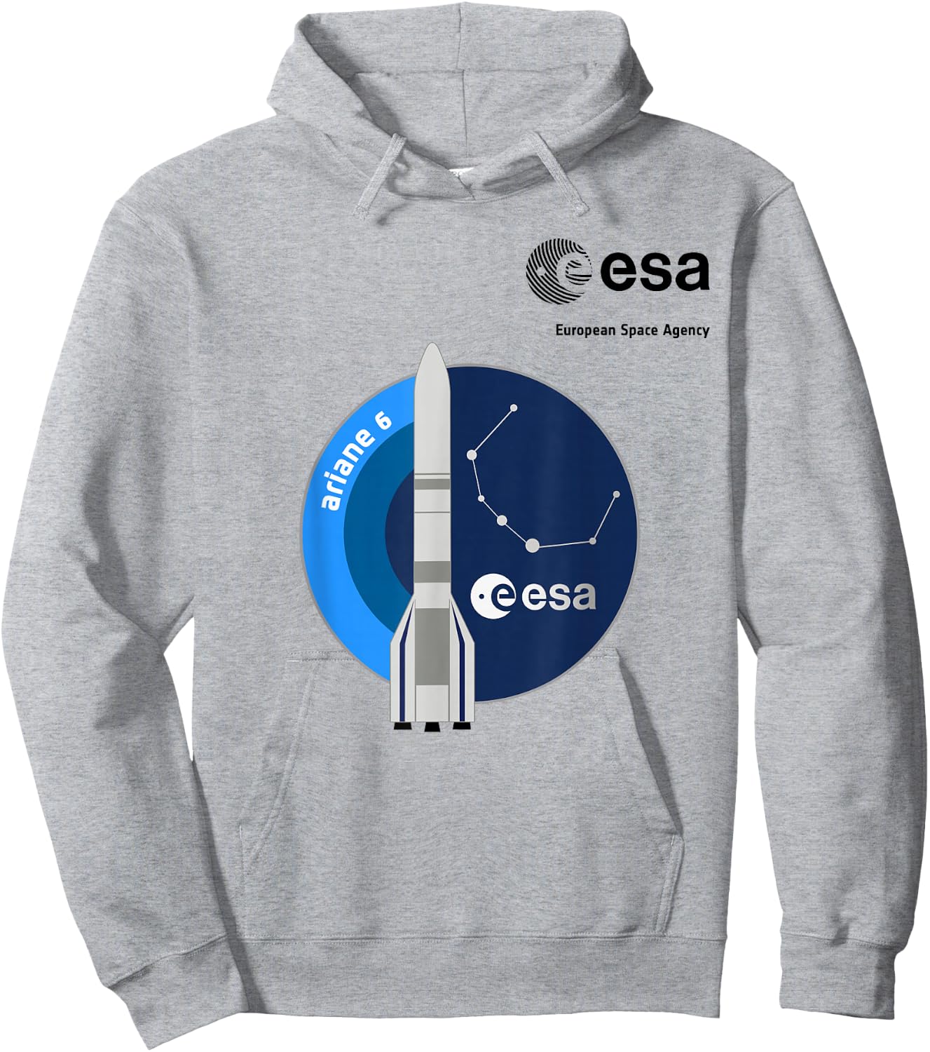 ESA European Space Agency Mission Ariane 6 Rocket Patch , grey, S Hoodie - Hoodie | Ash