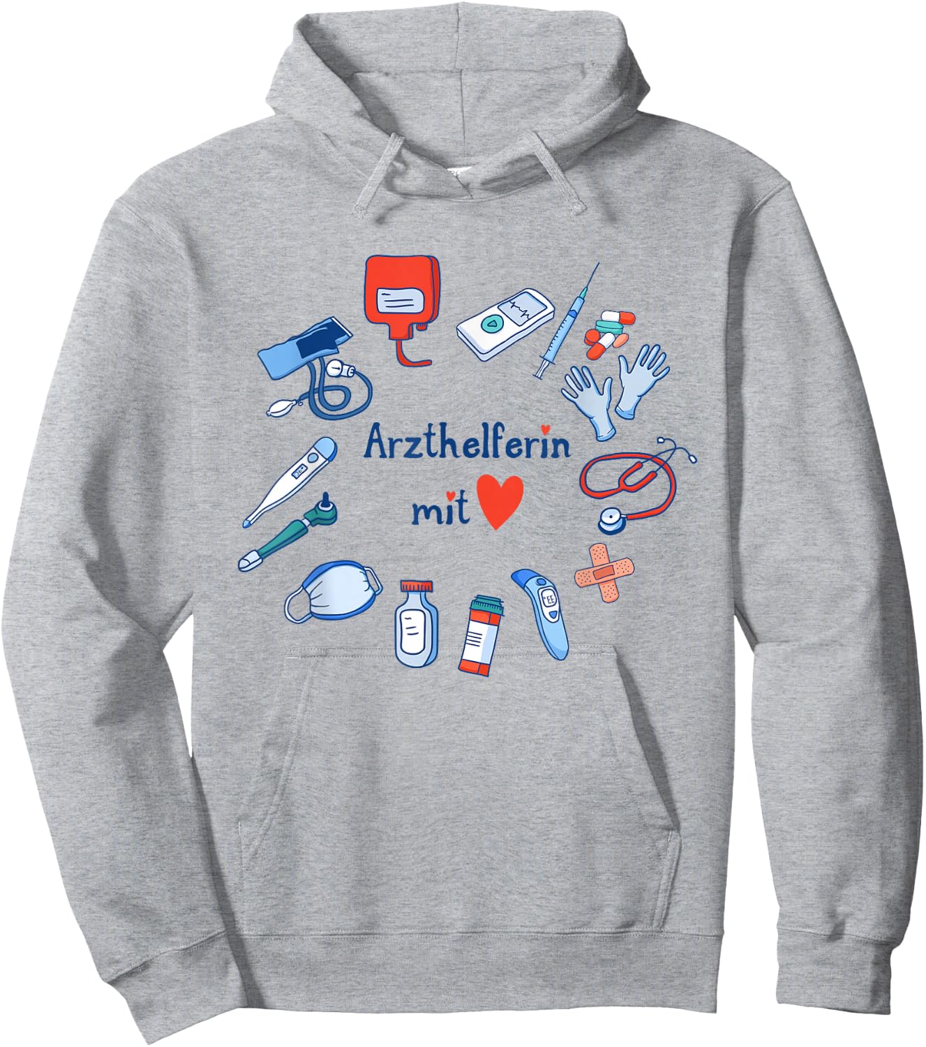 Arzthelferin mit Herz Dankeschön Arztpraxis Danke Praxisteam Hoodie - Hoodie | Ash
