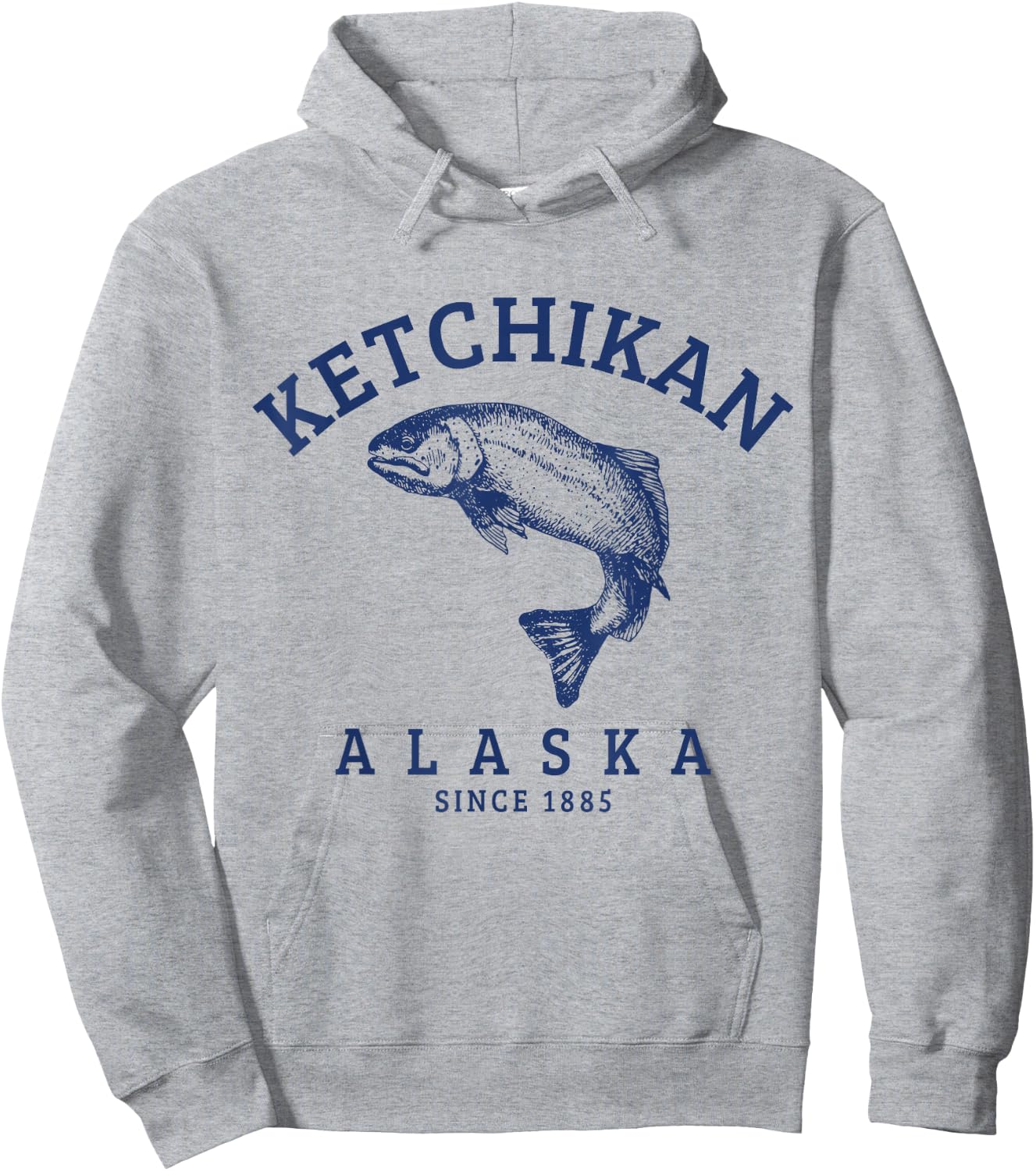 Ketchikan Alaska Vintage Trout Salmon Fishing Souvenir Hoodie - Hoodie | Ash