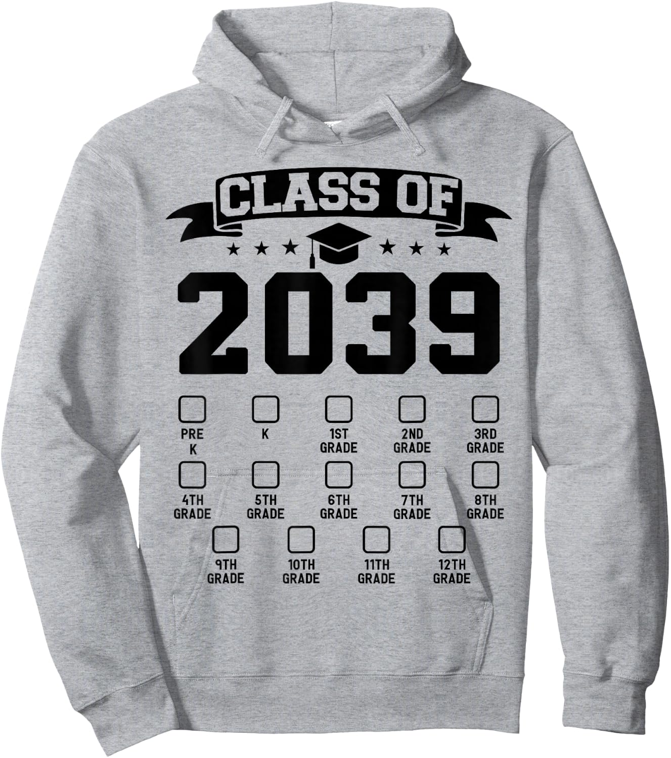 Class of 2039 Grow With Me Pre-K To 12th Grade Checklist Hoodie - Hoodie | Ash