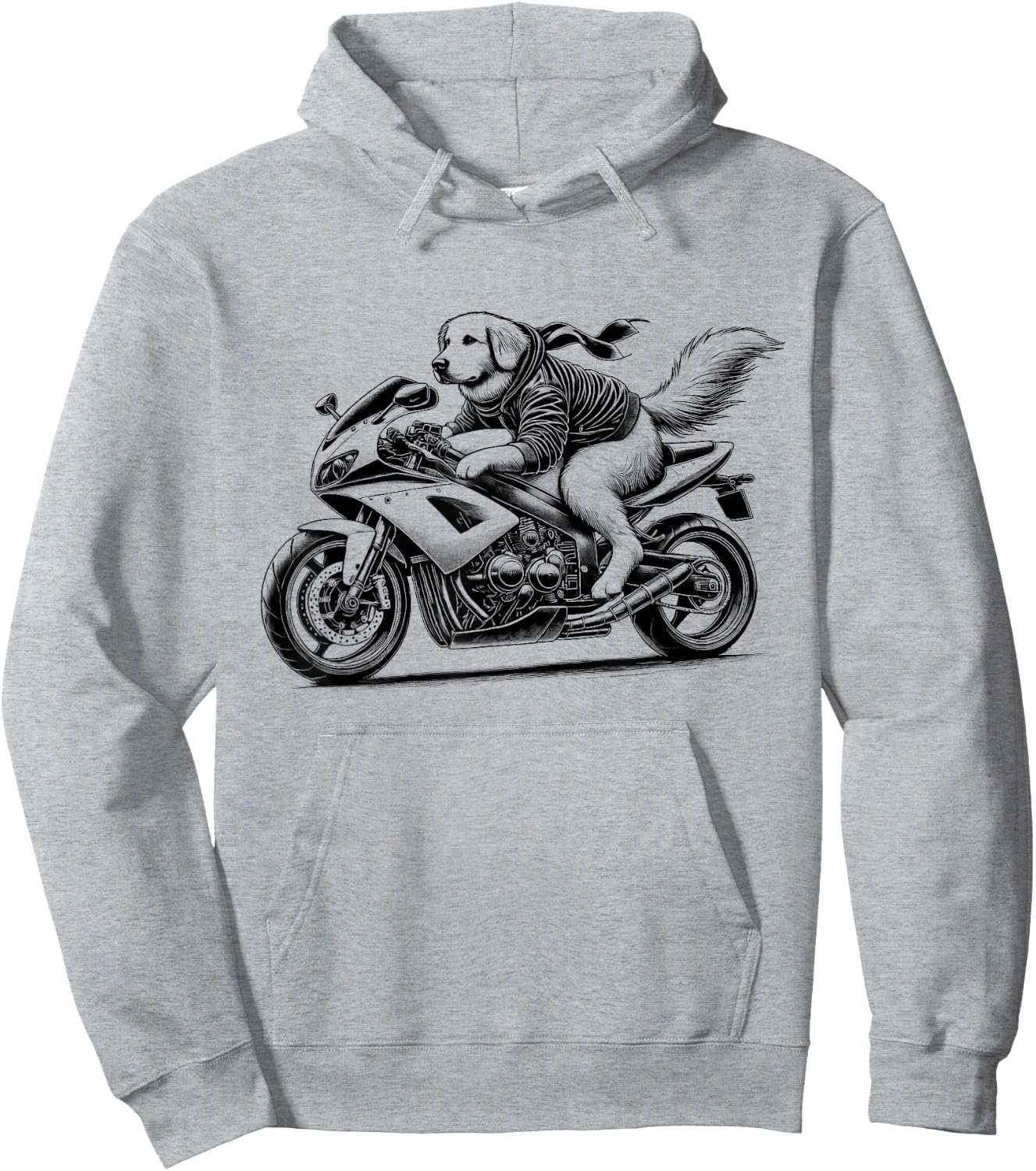 Cool Golden Retriever Riding a Motorcycle Biker Dog Lover Hoodie - Hoodie | Ash