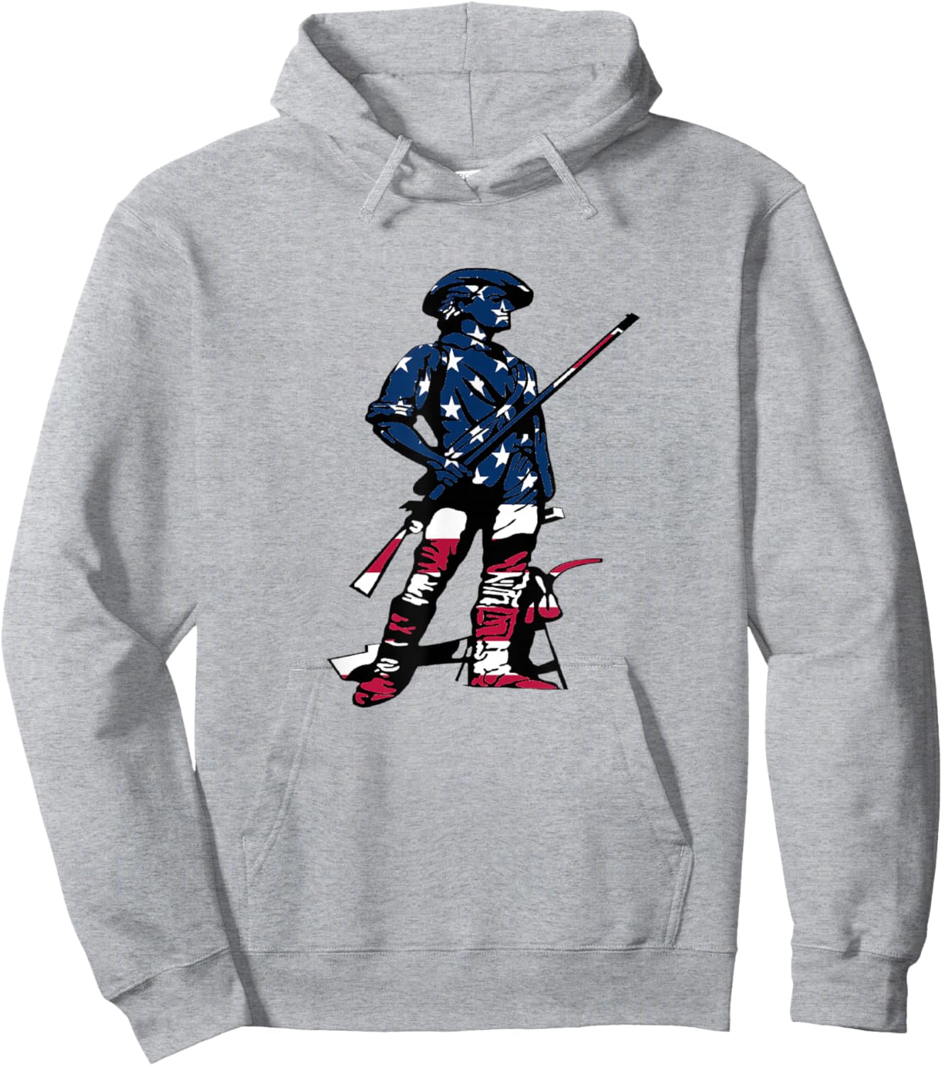 Minute Man Statue - American Flag Silhouette Hoodie - Hoodie | Ash