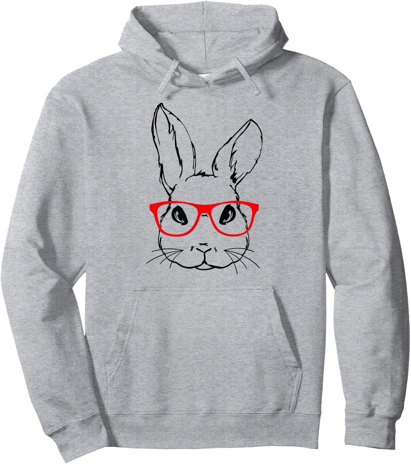 Cute Bunny Red Glasses Spring Easter Day Hoodie - Hoodie | Ash