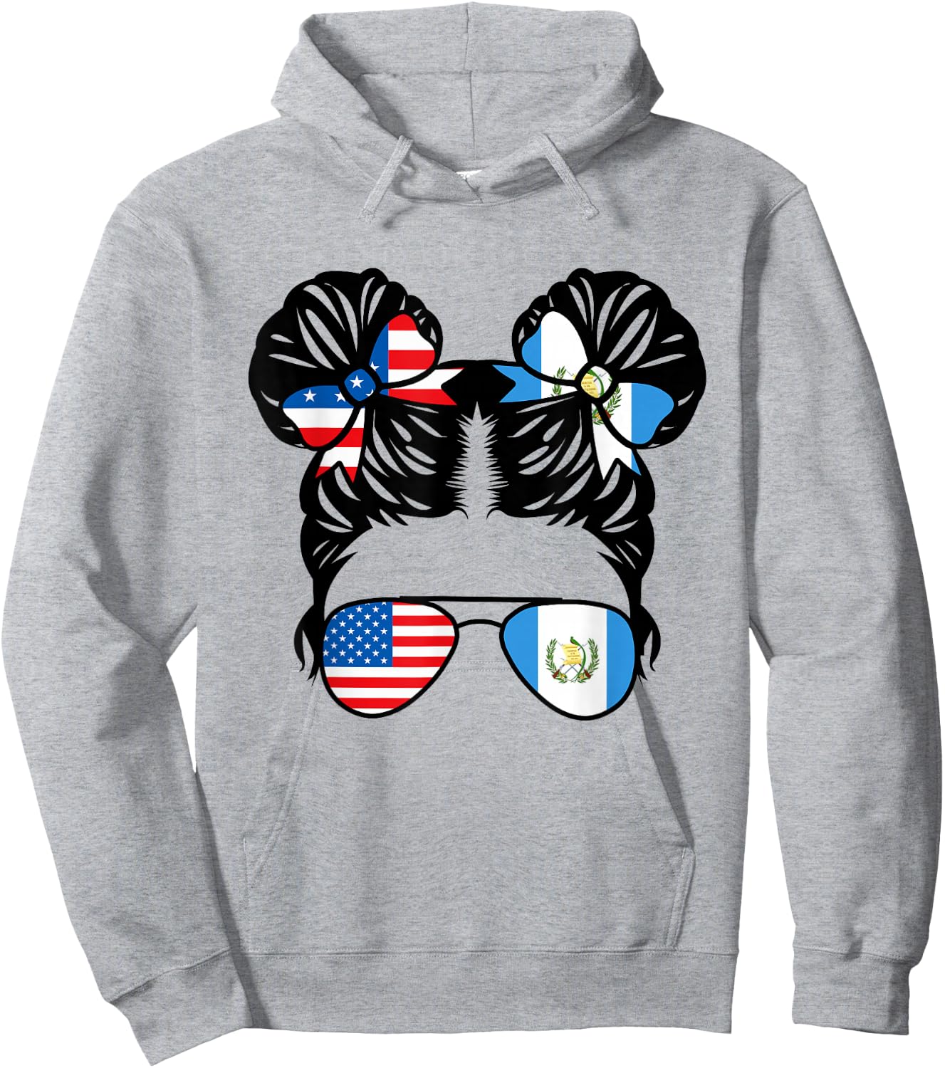 Half American Guatemalan Girl USA Guatemala Flag Patriot Small Hoodie - Hoodie | Ash