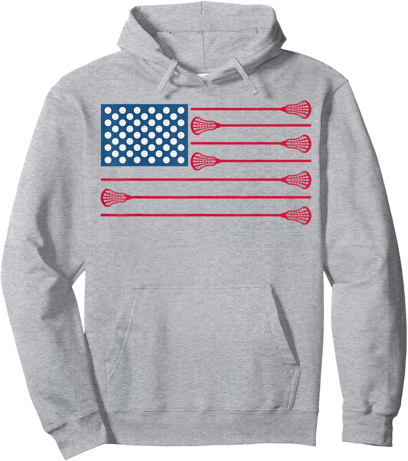 Lacrosse American Flag Cool Lacrosse Family Patriotic Lax Hoodie - Hoodie | Ash