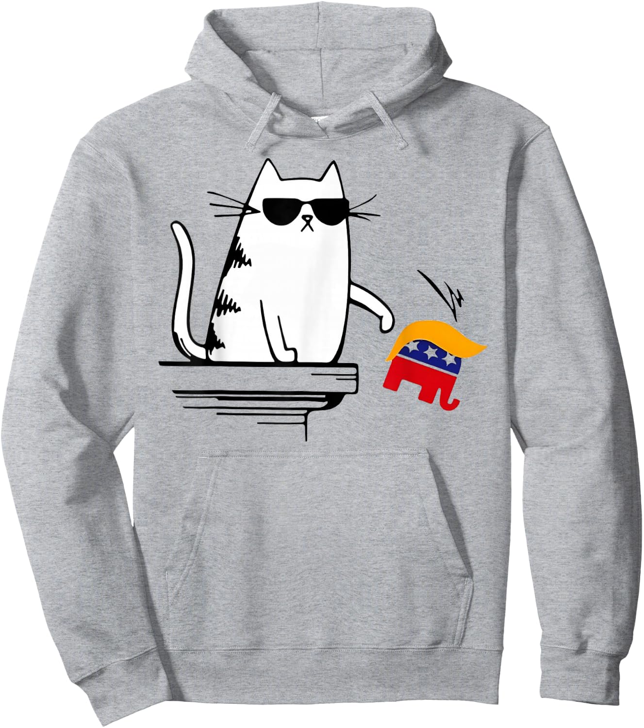 Cool Cat Harris Walz Knock Over Trump Elephant Hair Yard Hoodie - Hoodie | Ash