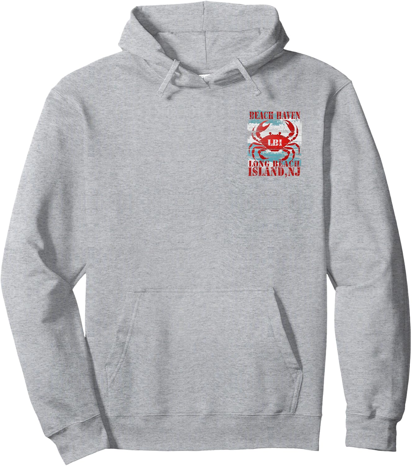 BEACH HAVEN Long Beach Island NJ Nautical Coastal Crab Hoodie - Hoodie | Ash