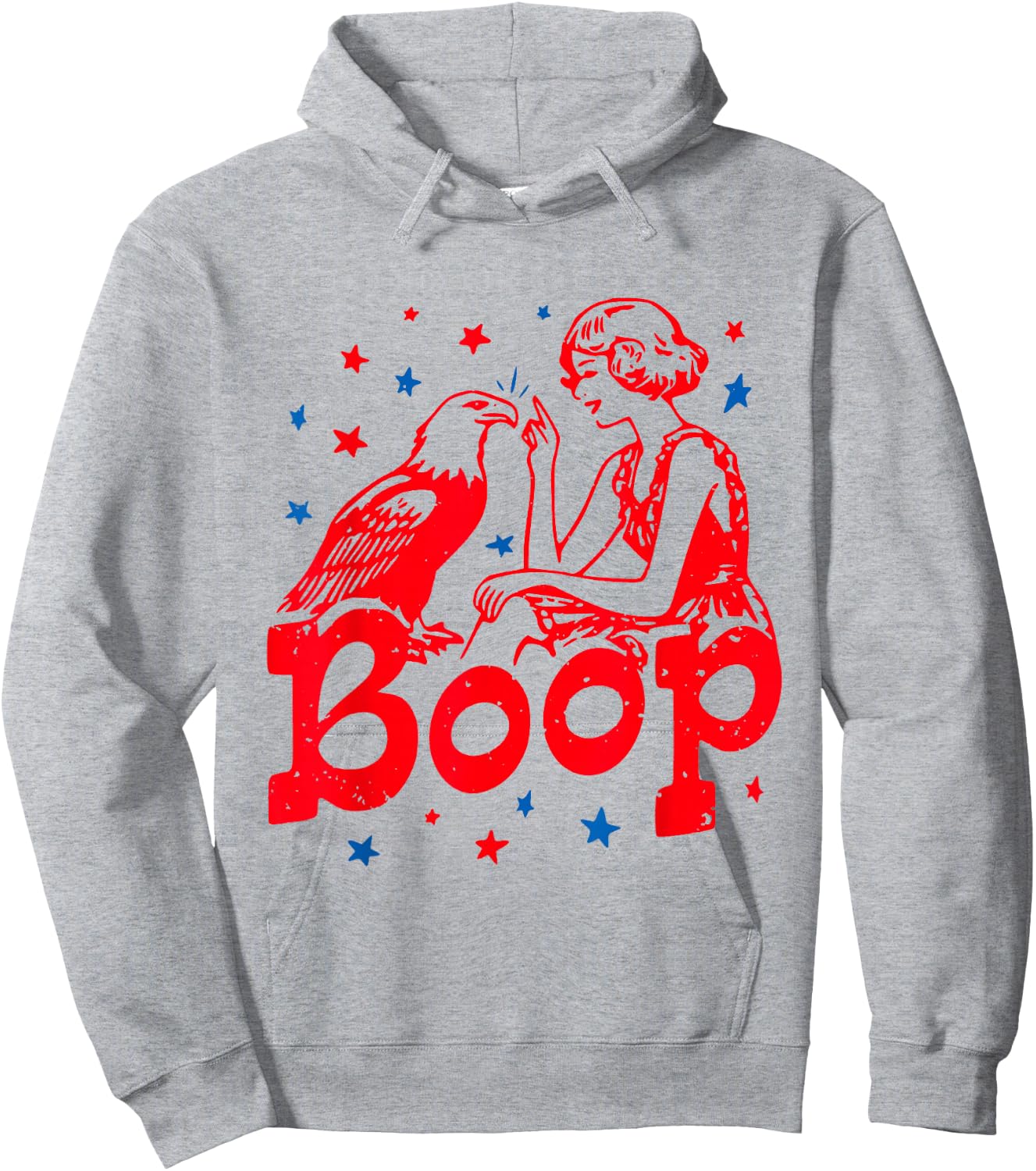 Boop Eagle Funny Patriotic, Retro Vintage 4th of July Hoodie - Hoodie | Ash