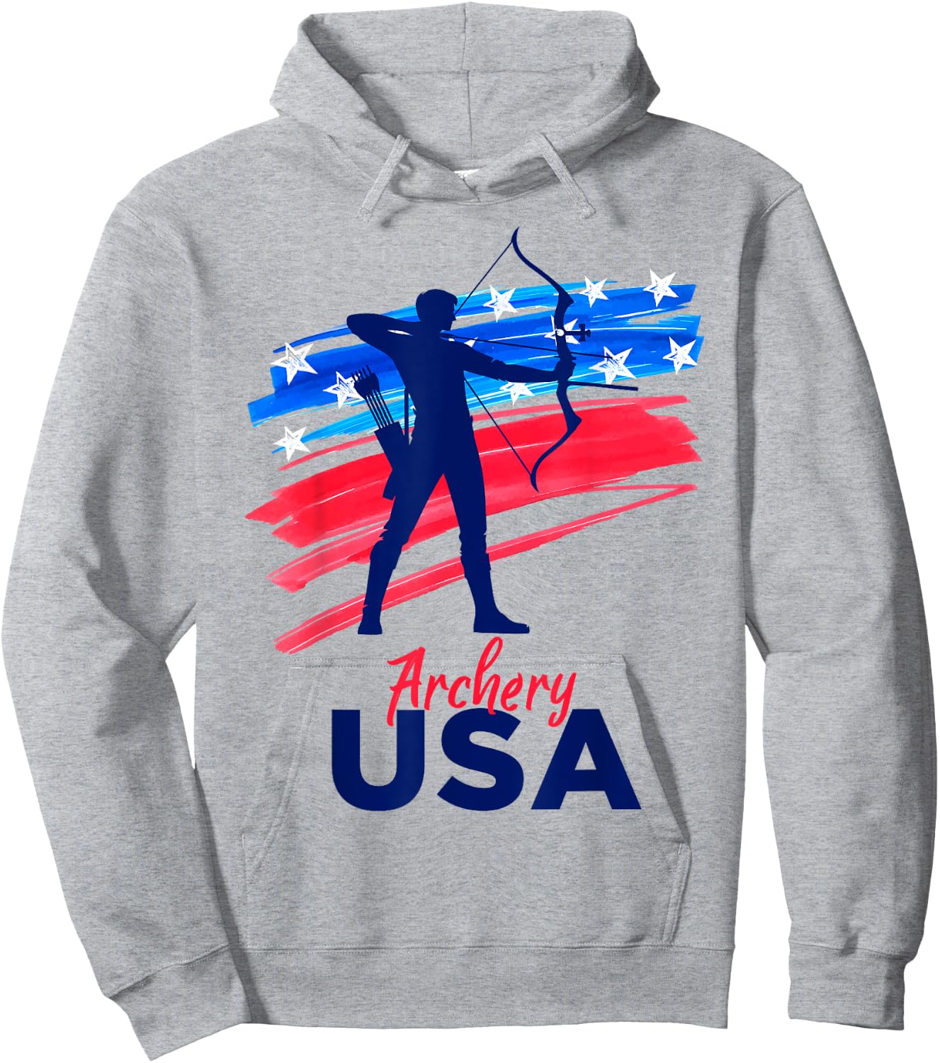Archery Sport Archer Support Team Flag USA American Hoodie - Hoodie | Ash