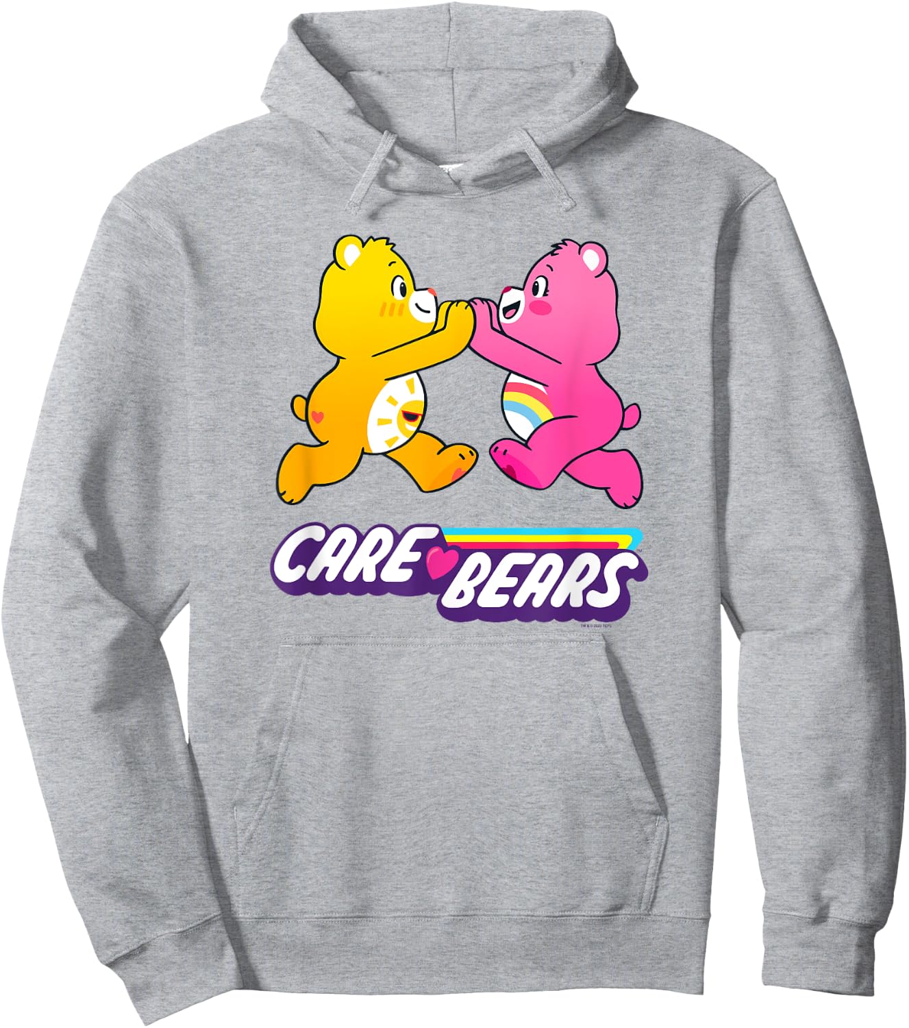 Care Bears Funshine & Cheer Bear Retro Rainbow Hugs Logo , grey, S Hoodie - Hoodie | Ash