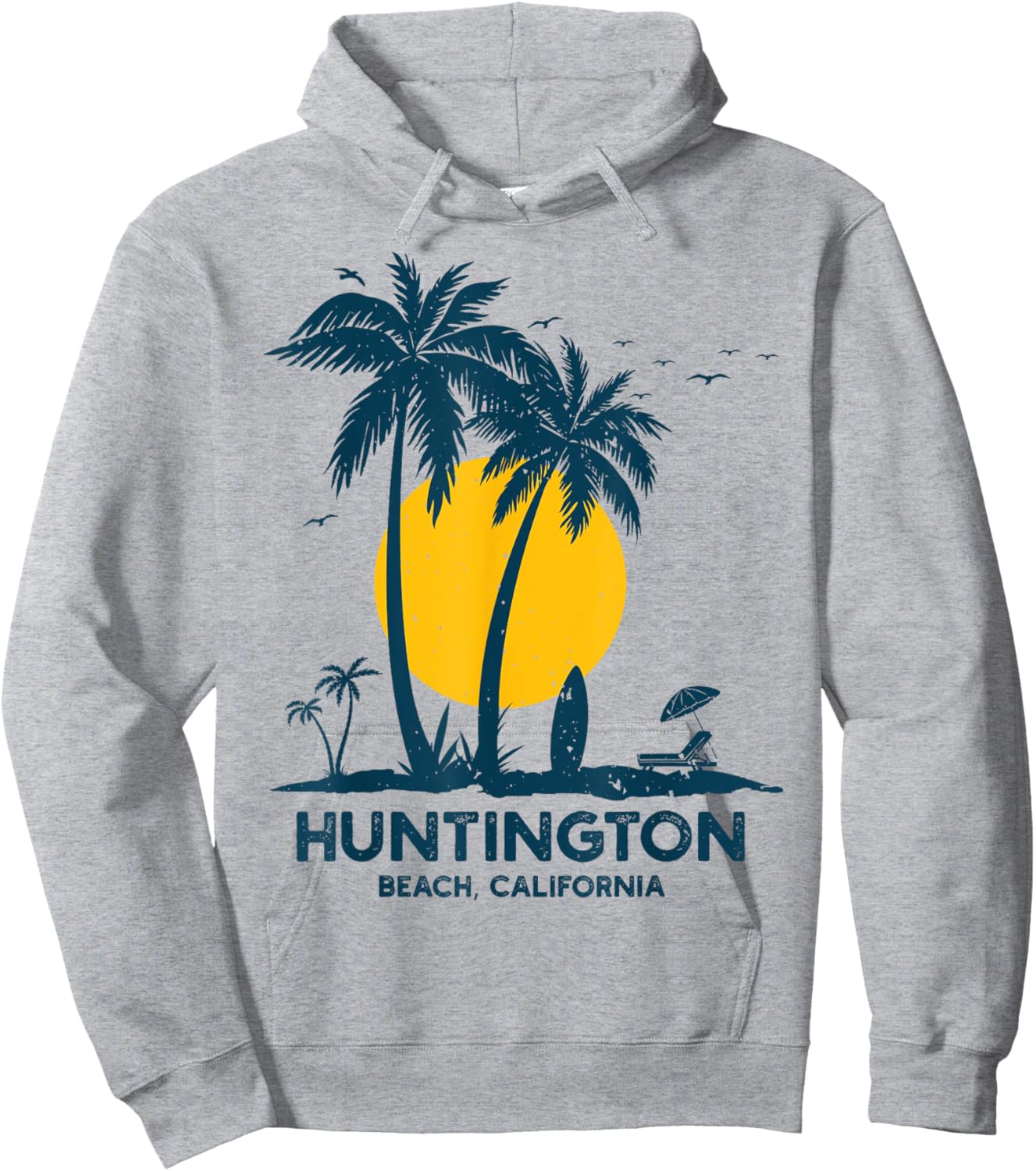 Vintage Huntington Beach California Surfing Retro Surf Hoodie - Hoodie | Ash