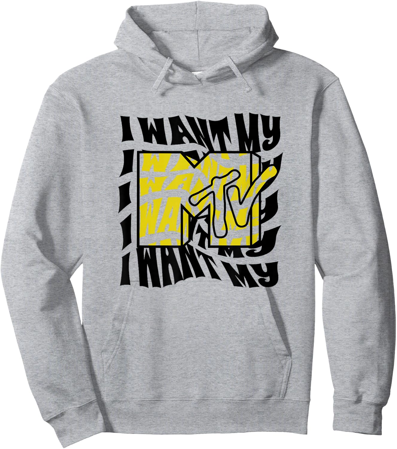 MTV I Want My Wave Stack Vintage Big Chest Text Poster Hoodie - Hoodie | Ash