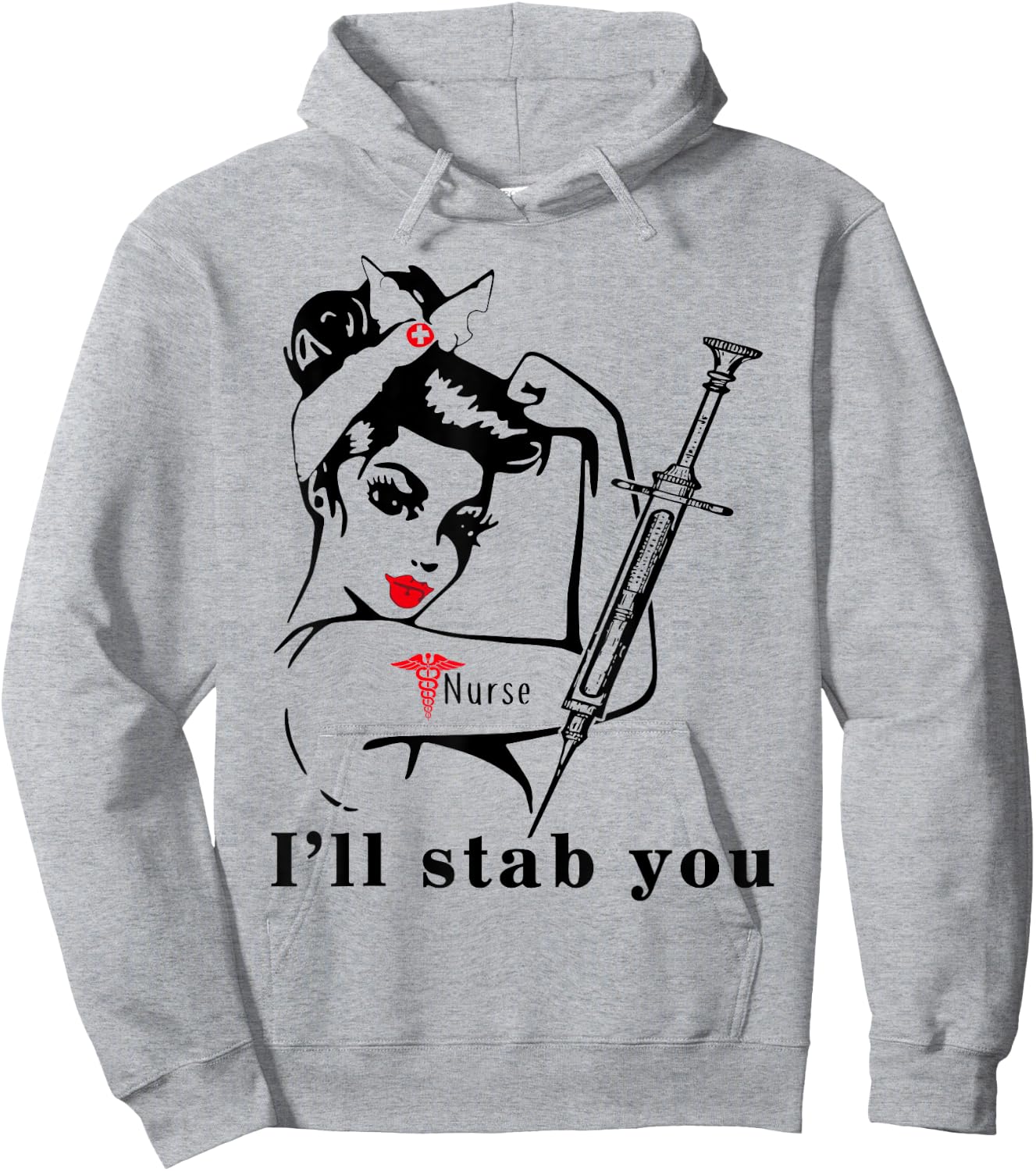 I'll Stab You Nurse Skull Hoodie - Hoodie | Ash