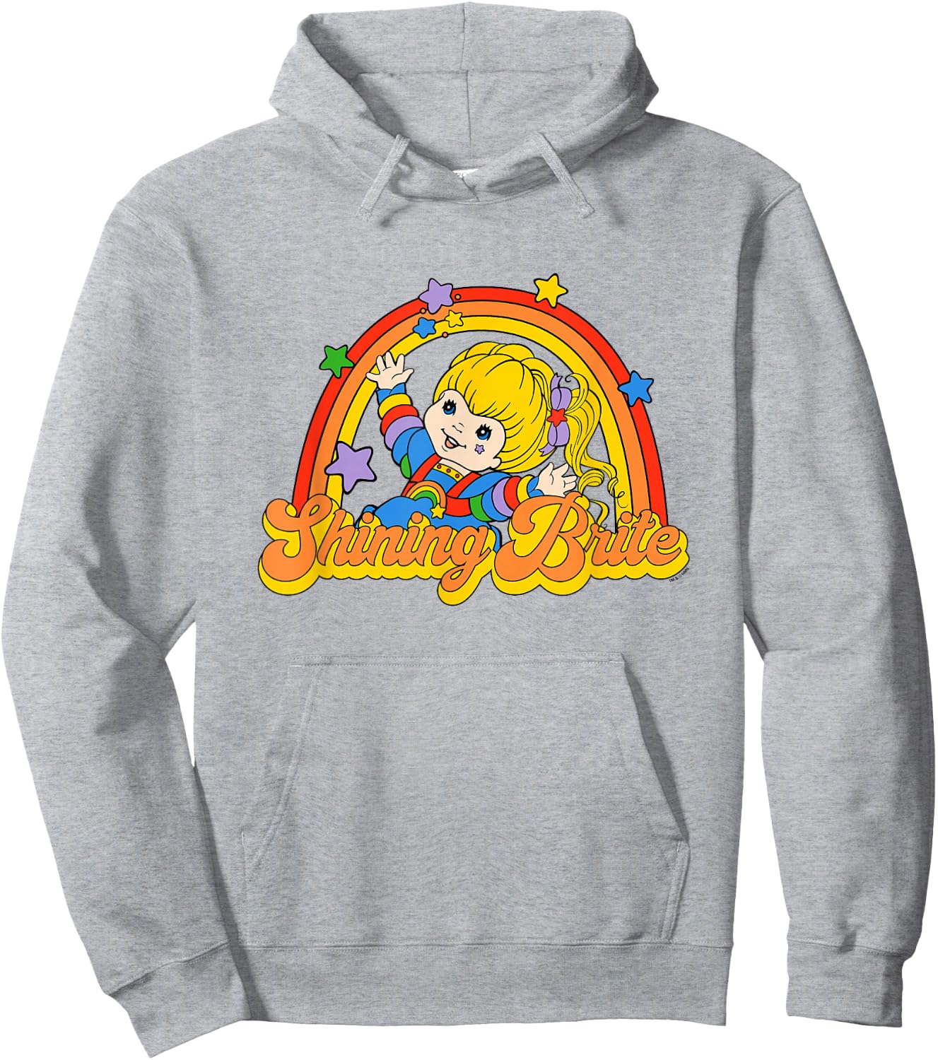 Rainbow Brite Shining Brite Girl Vintage Big Chest Logo Hoodie - Hoodie | Ash