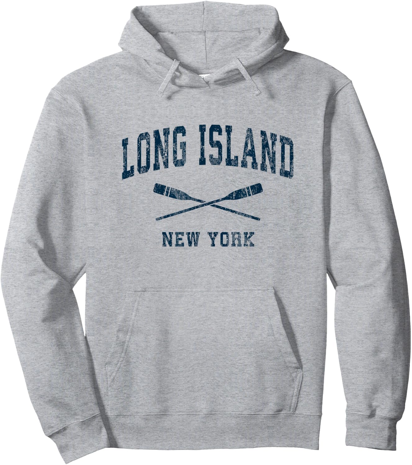 Long Island New York Vintage Nautical Paddles Sports Oars Hoodie - Hoodie | Ash