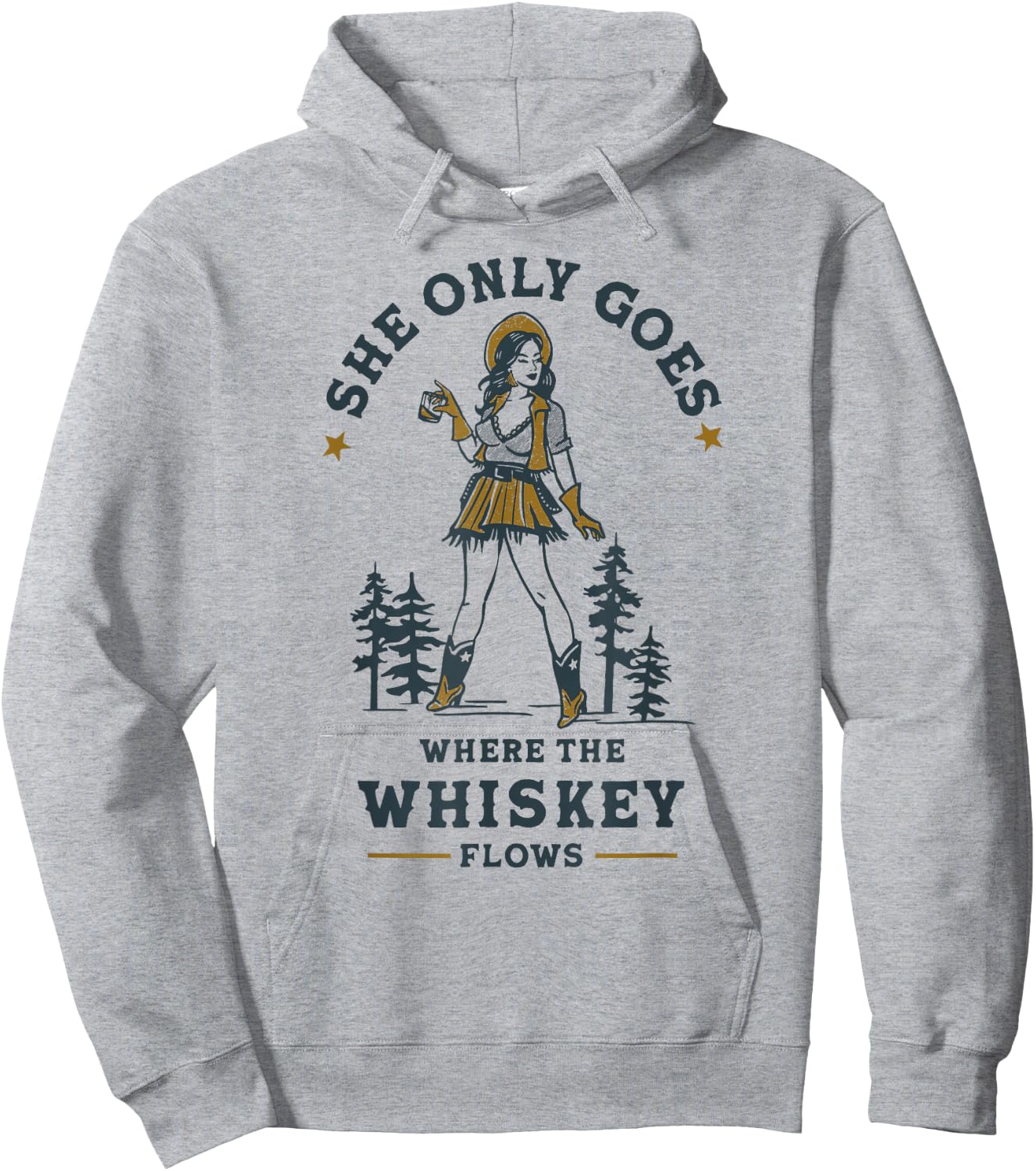 Go Where The Whiskey Flows Shirt! Retro Texas Cowgirl Hoodie - Hoodie | Ash