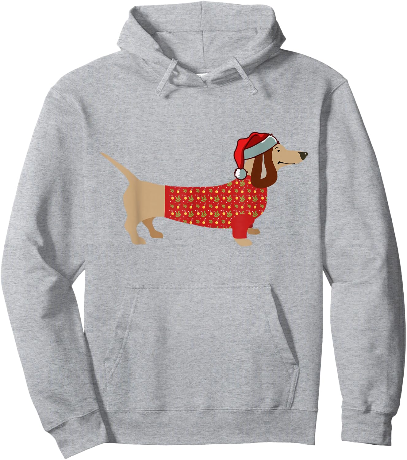 Christmas Weiner Daschund Doxie in Dog Dress Women Kids Hoodie - Hoodie | Ash