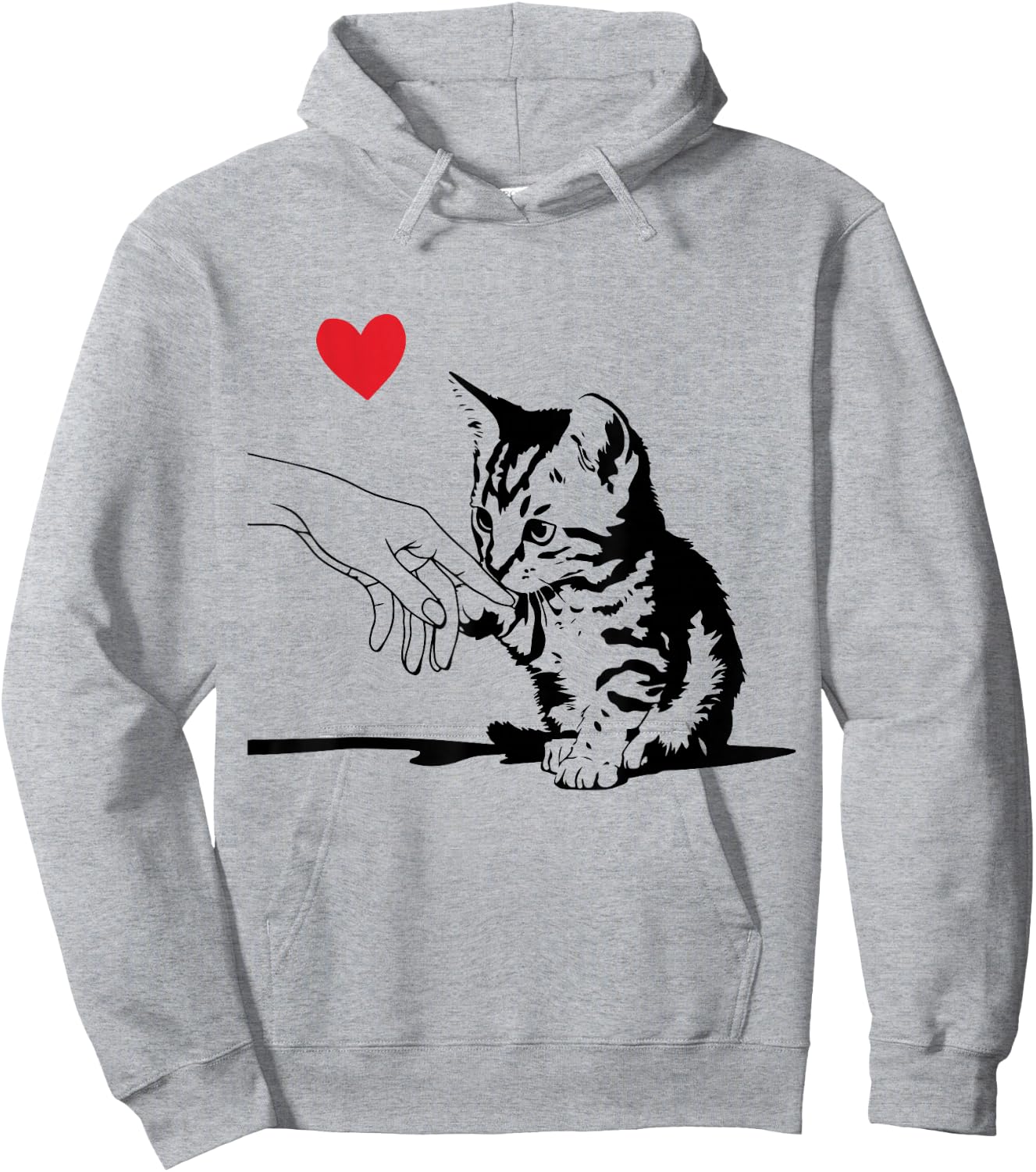 Cute Tabby Cat Love Heart Kitten Mom Dad Toddler Lover Gift Hoodie - Hoodie | Ash