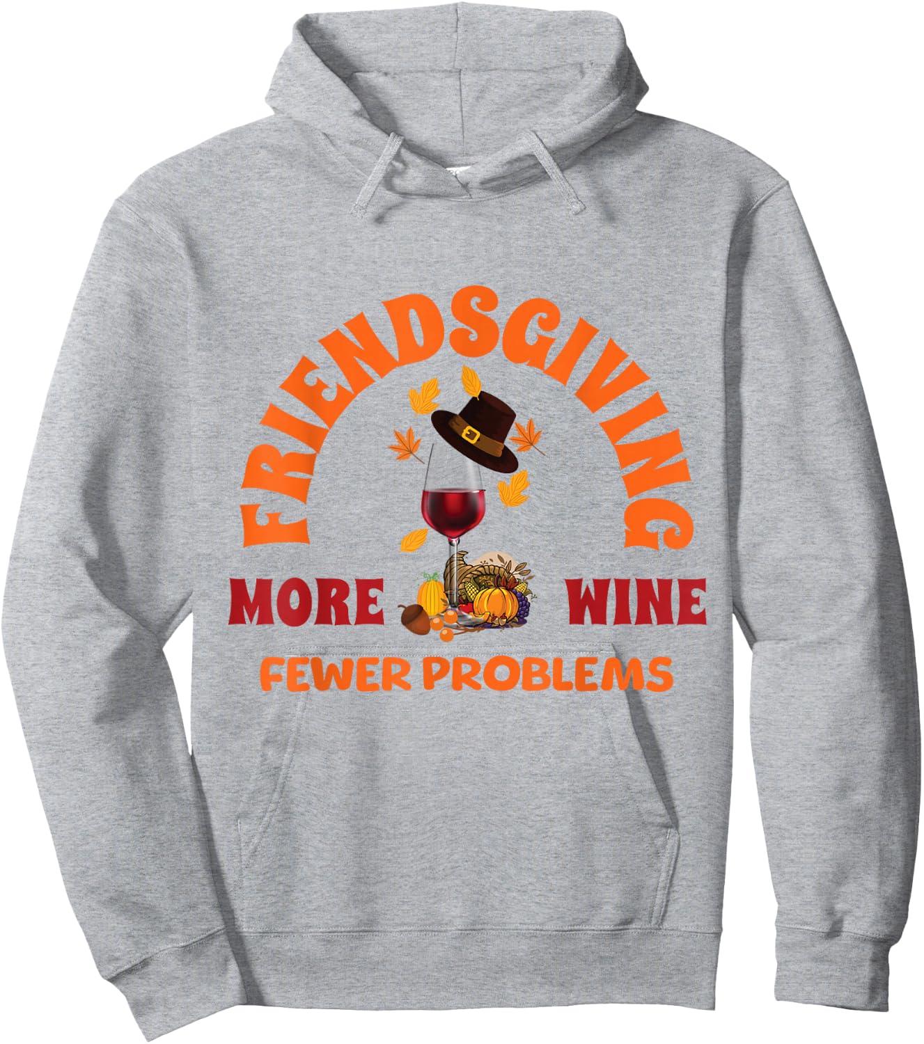 Thanksgiving Wine Lover Friends Funny Friendsgiving Hoodie - Hoodie | Ash
