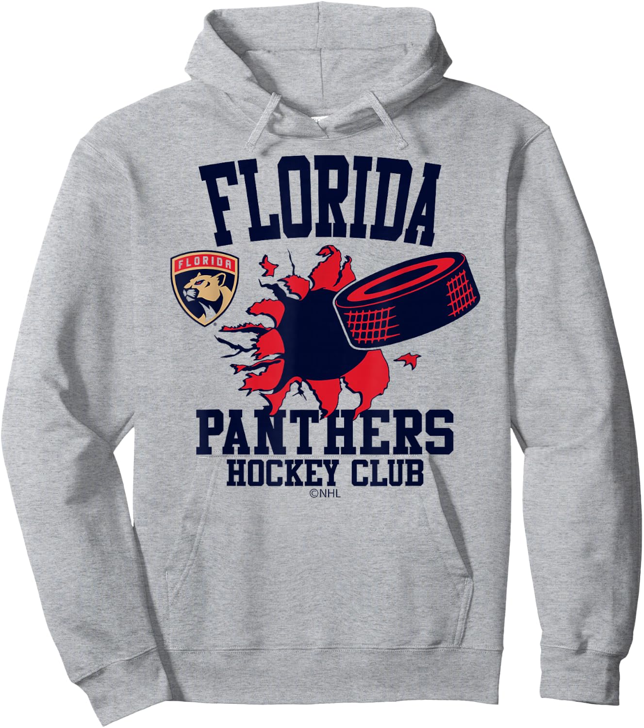 Florida Panthers Hockey Puck Burst White Officially Licensed Hoodie - Hoodie | Ash