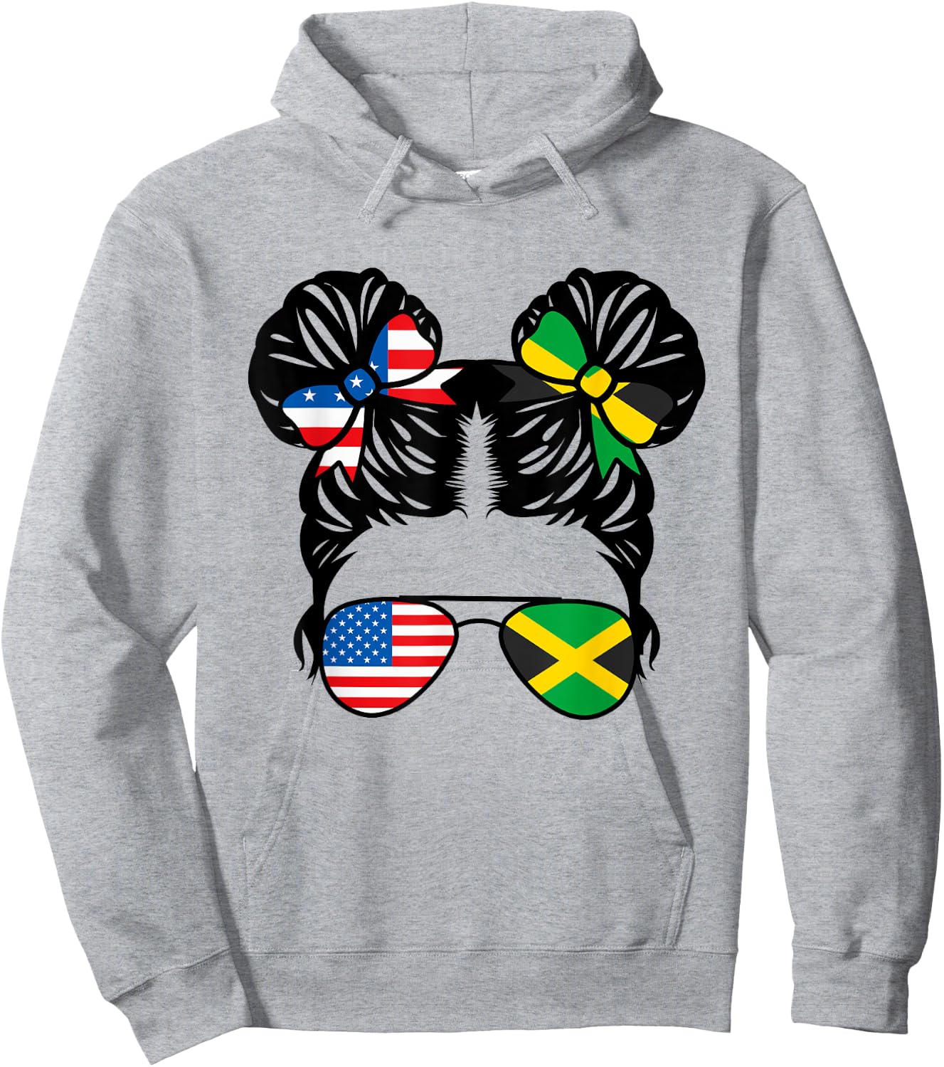 Half American Half Jamaican Girl USA Jamaica Flag Patriot Hoodie - Hoodie | Ash