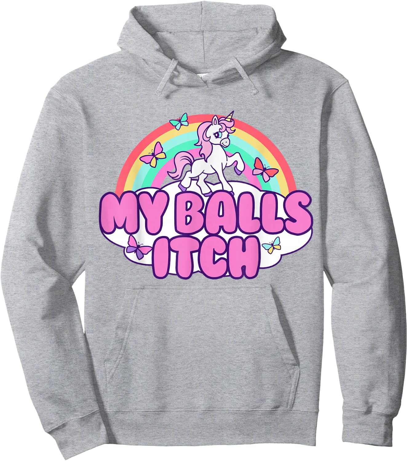 My Balls Itch Funny Unicorn Ironic Bad Joke Sarcastic Weird Hoodie - Hoodie | Ash