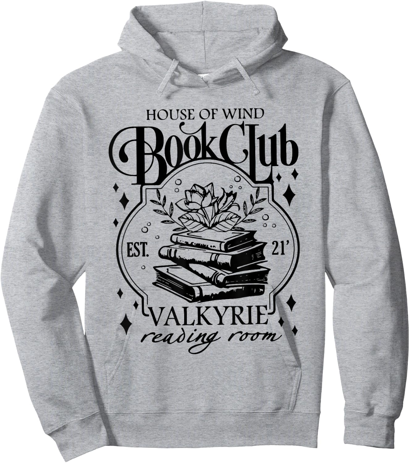 Vintage House Of Wind Book Club EST 21 Wildflowers Bookish Hoodie - Hoodie | Ash