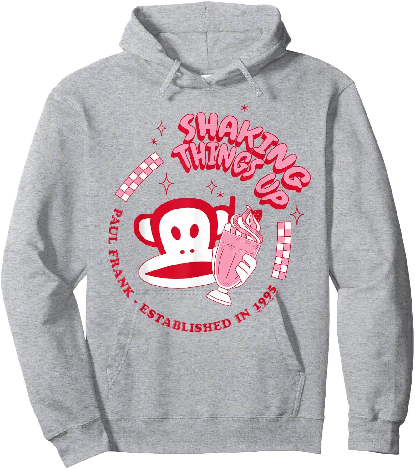 Paul Frank Red Julius Monkey Shaking Things Up Milkshake, white, S Hoodie - Hoodie | Ash