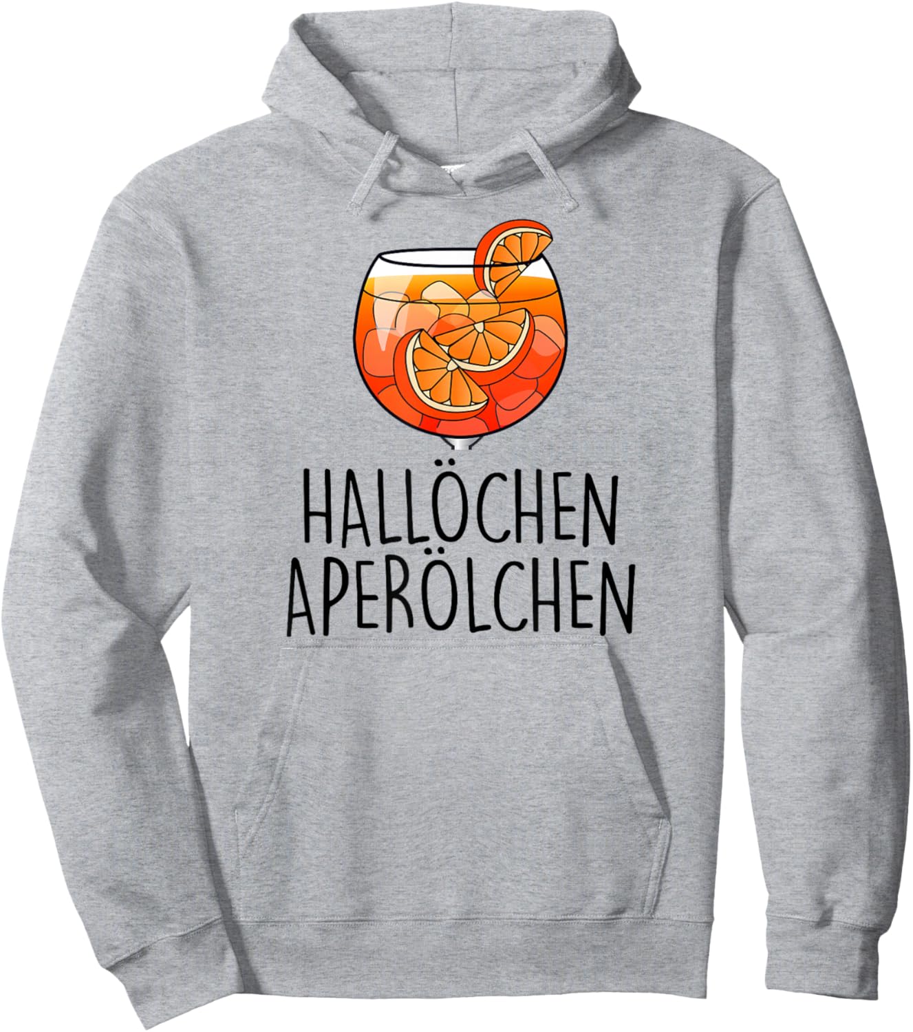 with German Text "HALLÖCHEN APERÖLCHEN X NEW! Delicious Aperoli Feeling Spritzy", White Hoodie - Hoodie | Ash