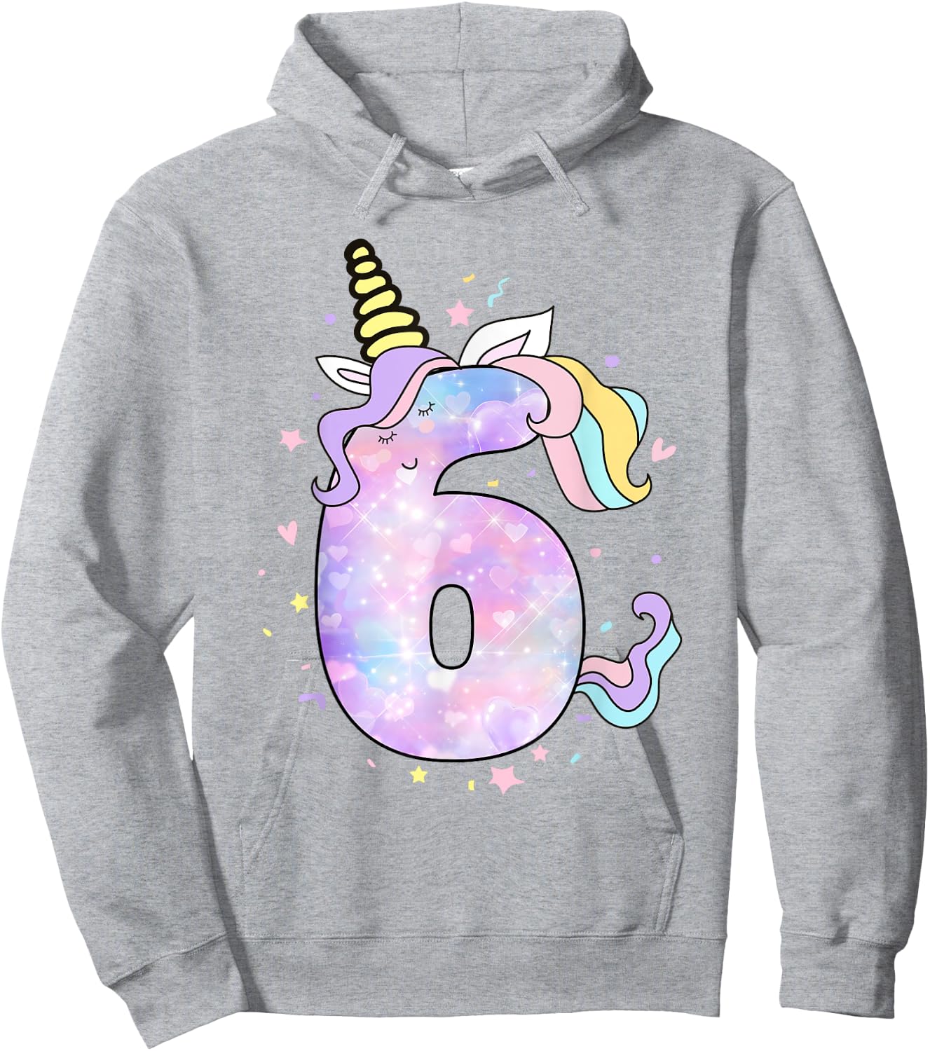 Unicorn Birthday Shirts for Girls Outfit 6th Six Year Old Hoodie - Hoodie | Ash