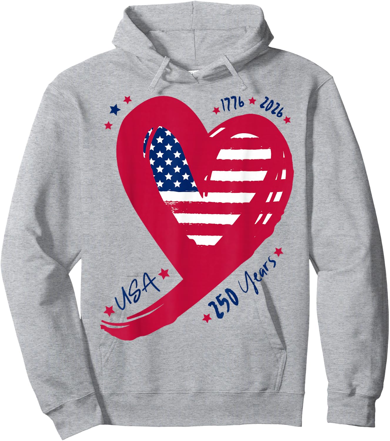 250th Anniversary Patriotic America Flag Heart 250 Years USA Hoodie - Hoodie | Ash