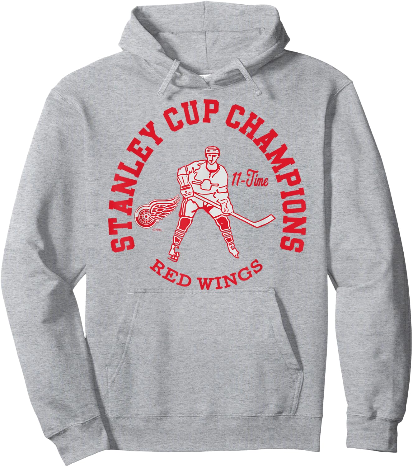 Detroit Red Wings Stanley Cup Champions 11-Time Logo Hoodie - Hoodie | Ash
