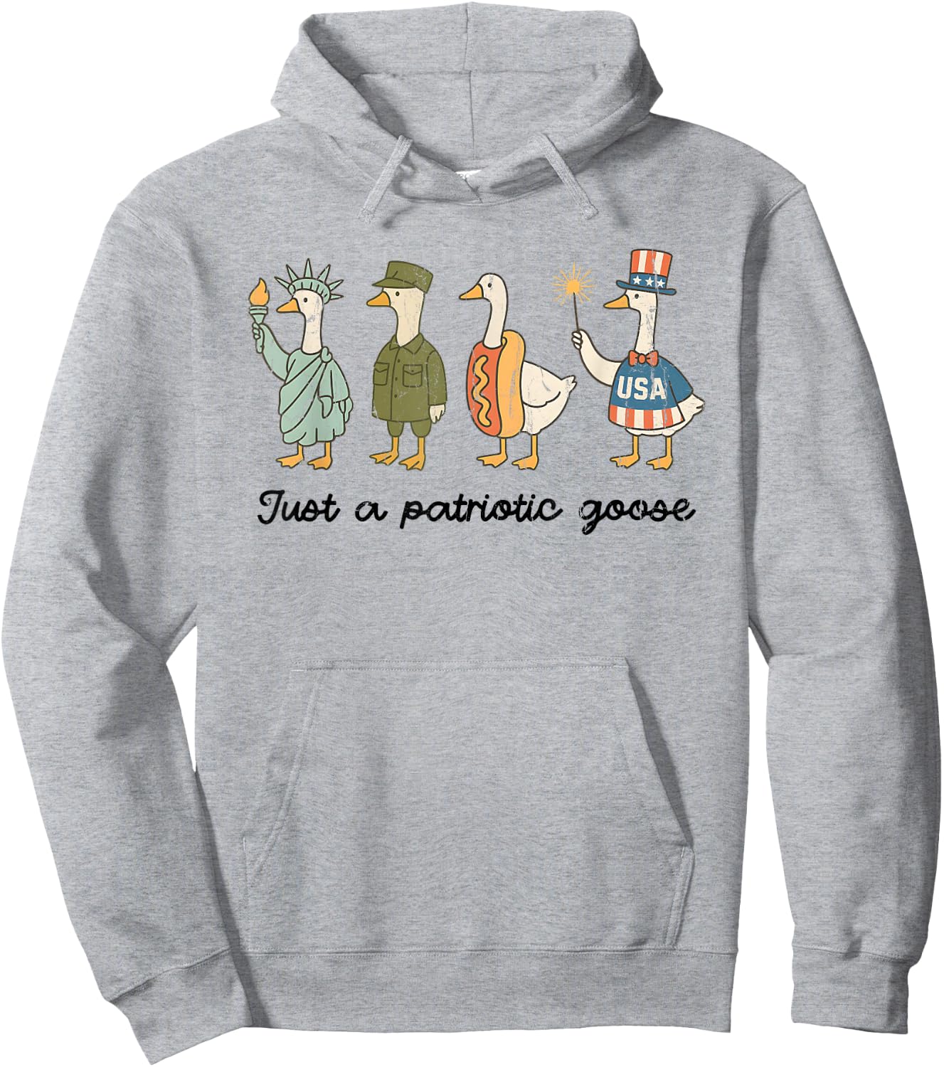 Just A Patriotic Goose, Silly Goose Funny, 4th Of July Hoodie - Hoodie | Ash
