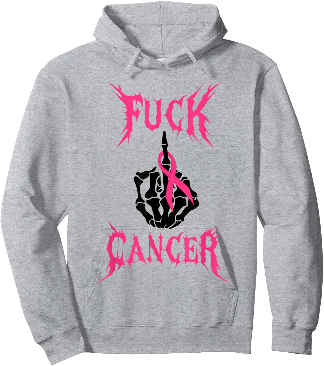 Fuck Cancer Rock Tattoos Warrior Pink Ribbon Breast Cancer Hoodie - Hoodie | Ash