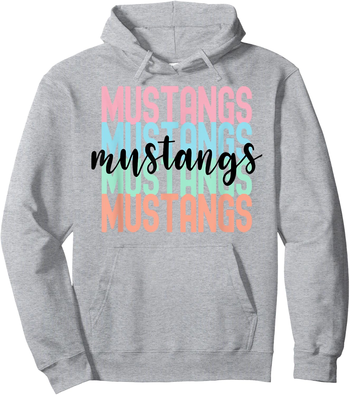 Mustangs Team Mascot School Spirit Game Night Hoodie - Hoodie | Ash